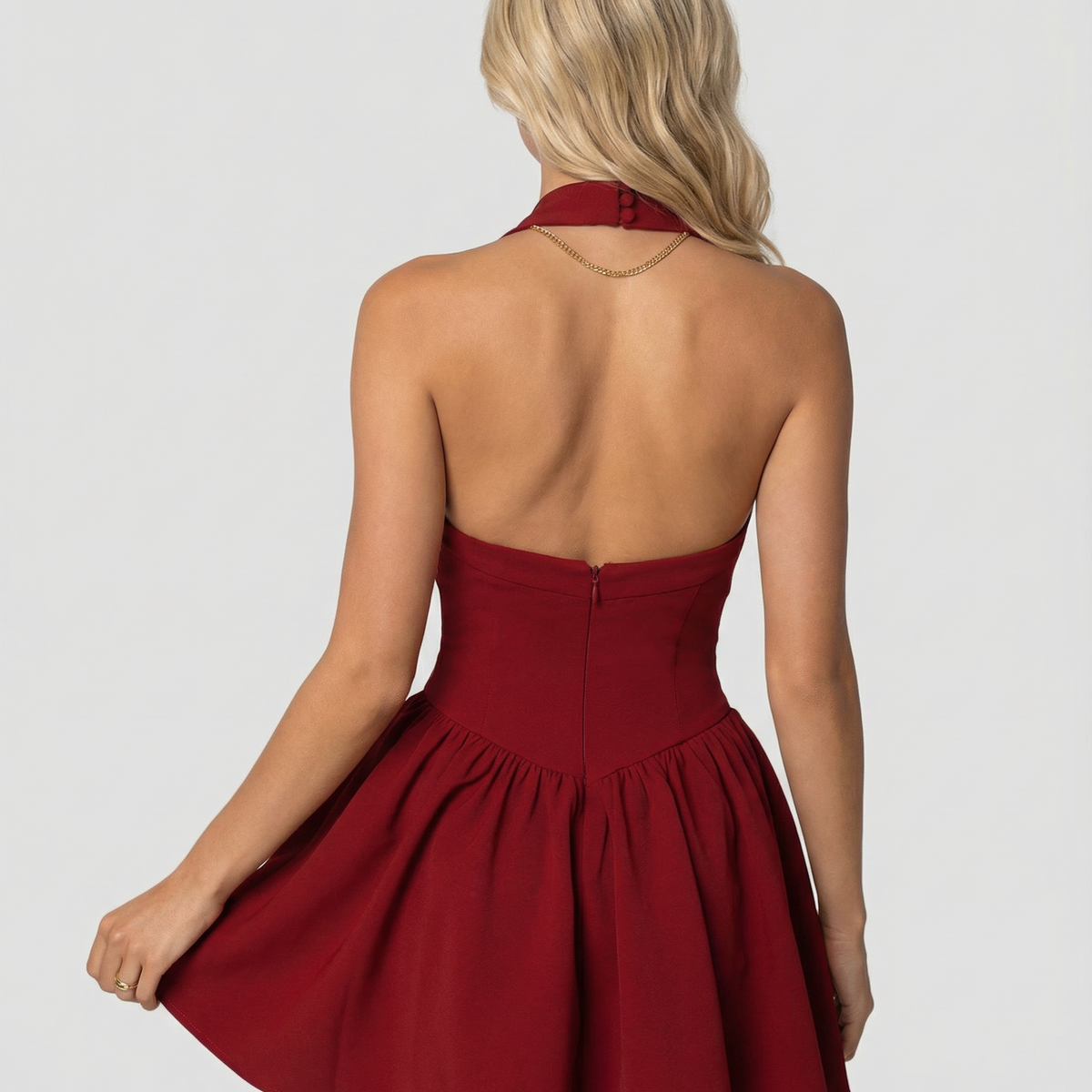 Emma | Open Back Halterneck Mini Dress
