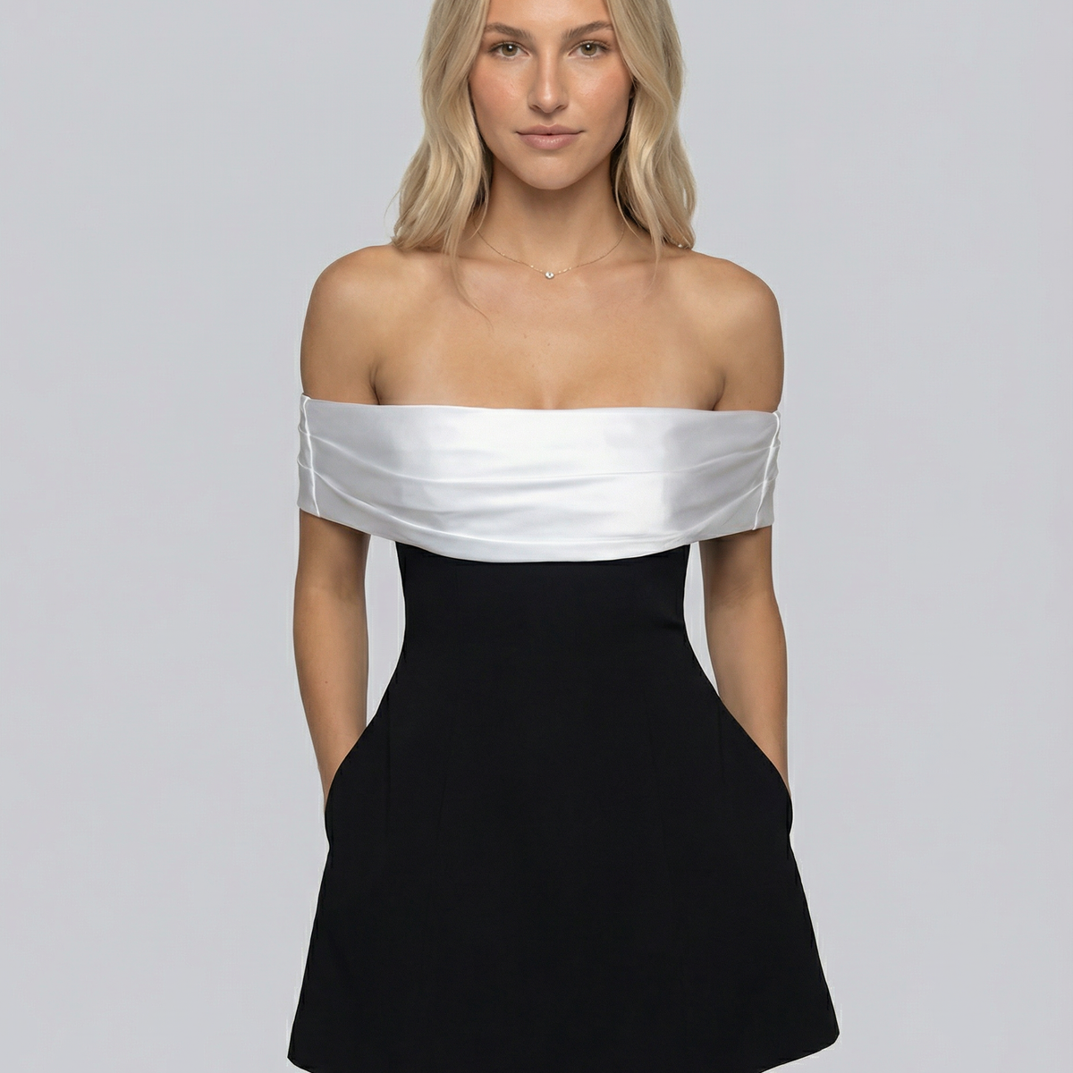 Elodie | Mini Dress with Off-Shoulder Foldover Neckline