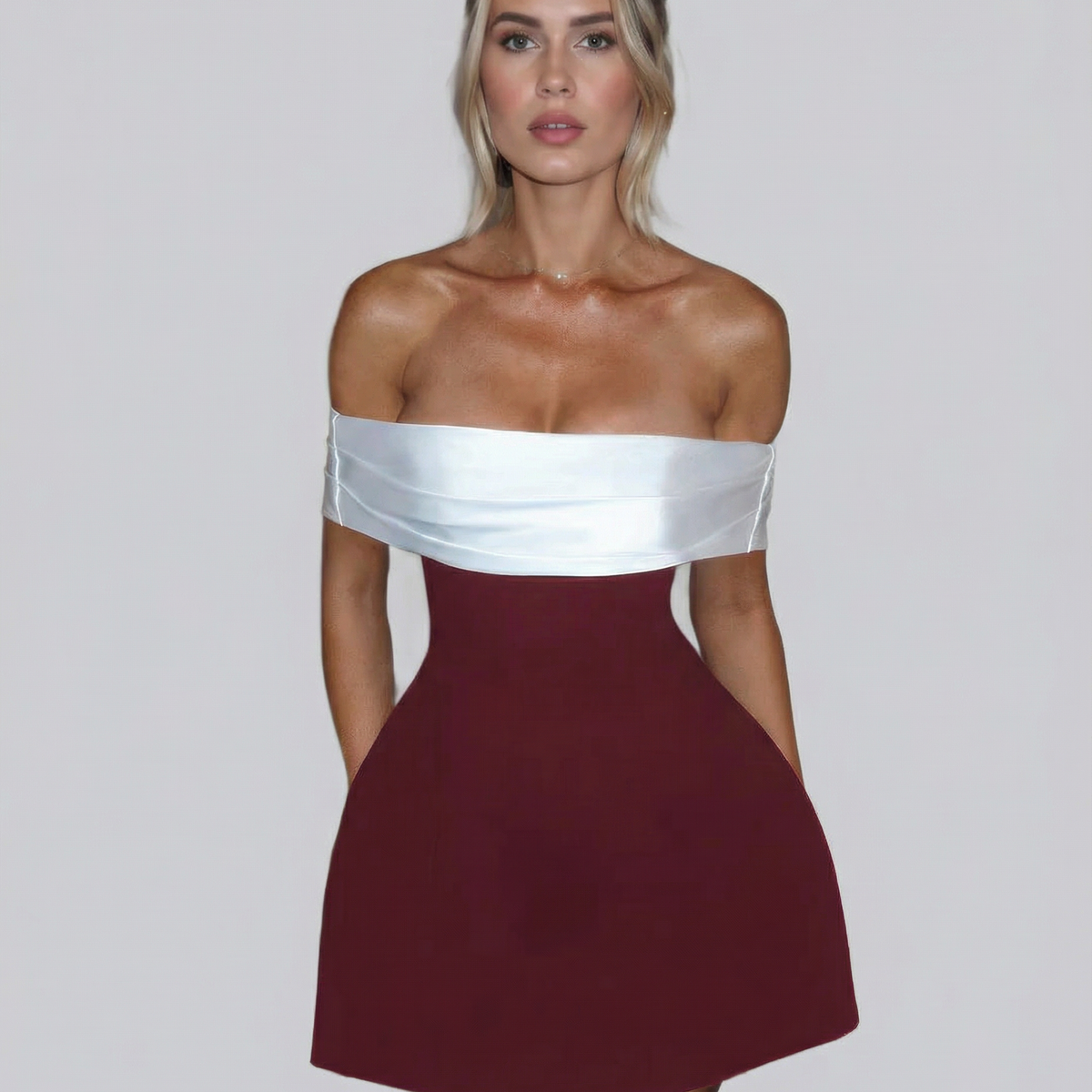 Elodie | Mini Dress with Off-Shoulder Foldover Neckline