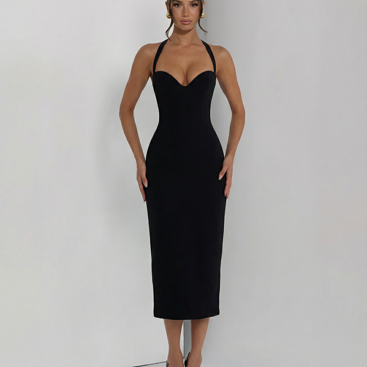 Liliana | Midi Dress with Lace Corset Bodice