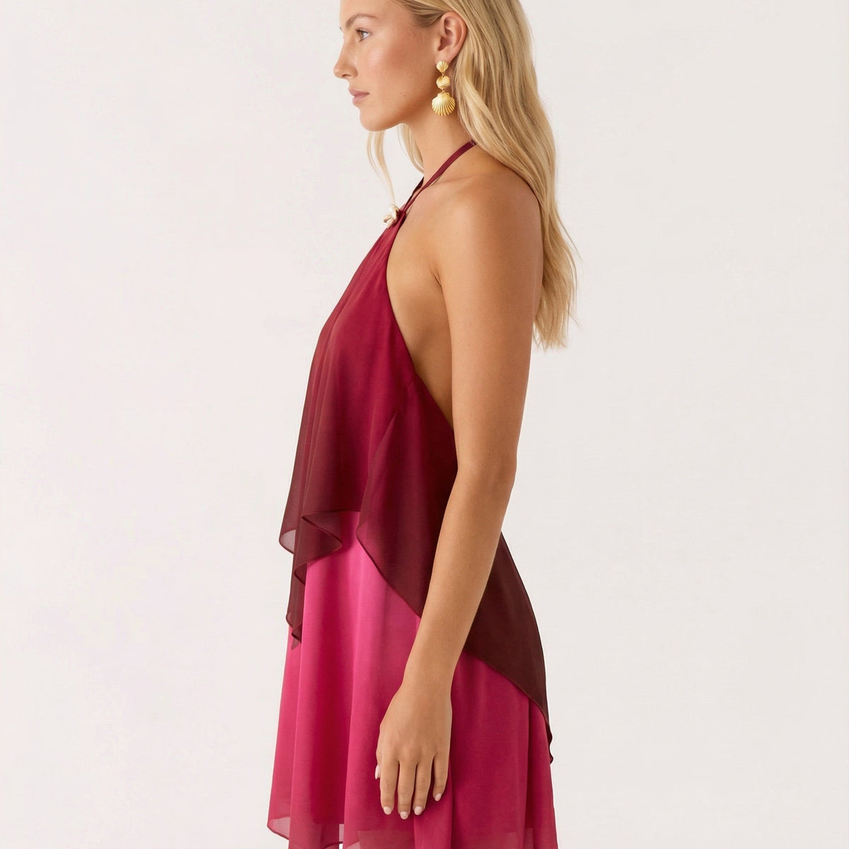 Cassandra | Halter Neck Layered Mini Dress