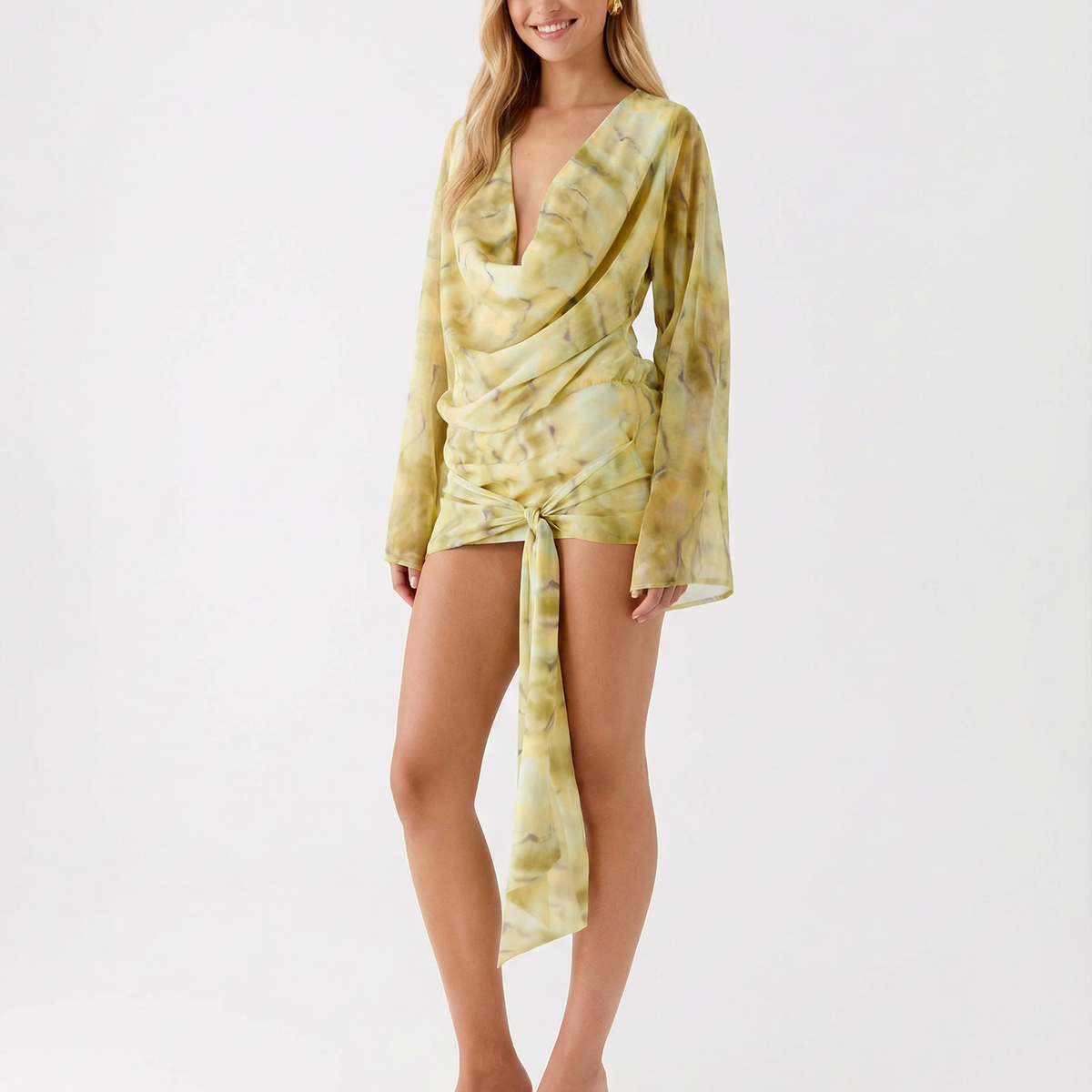 Cecilia | Long Sleeve Cowl Neck Mini Dress