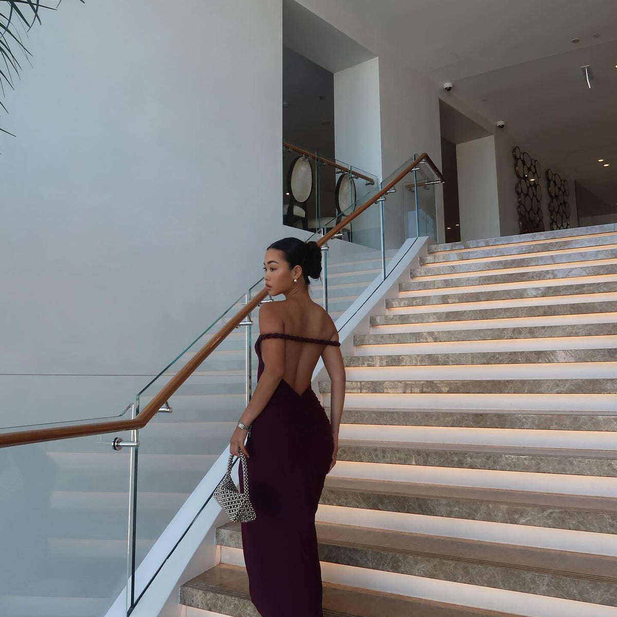 Linda | Maxi Dress with Asymmetric Neckline and Backless Detail
