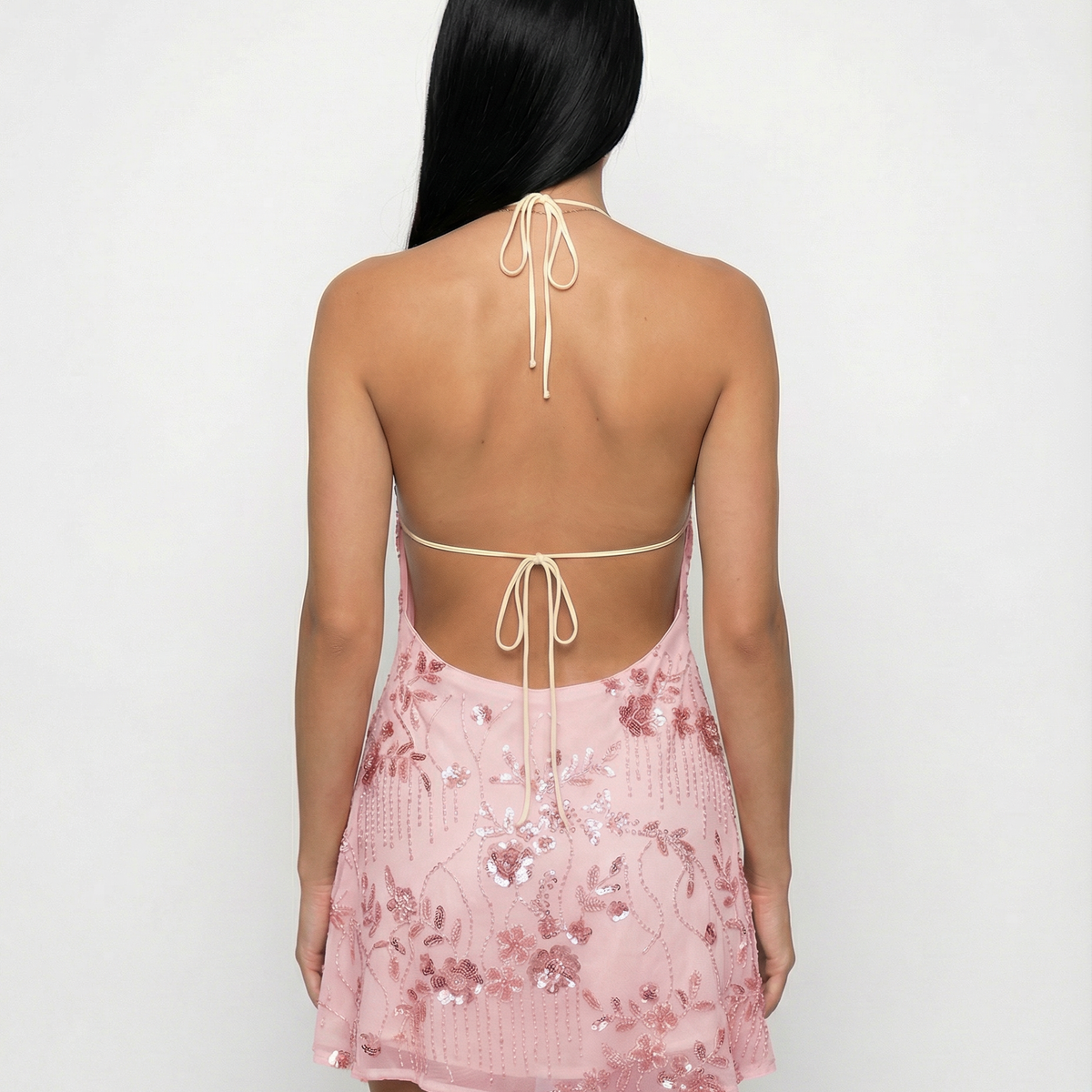 Katy | Mini Dress with Floral Beaded Design