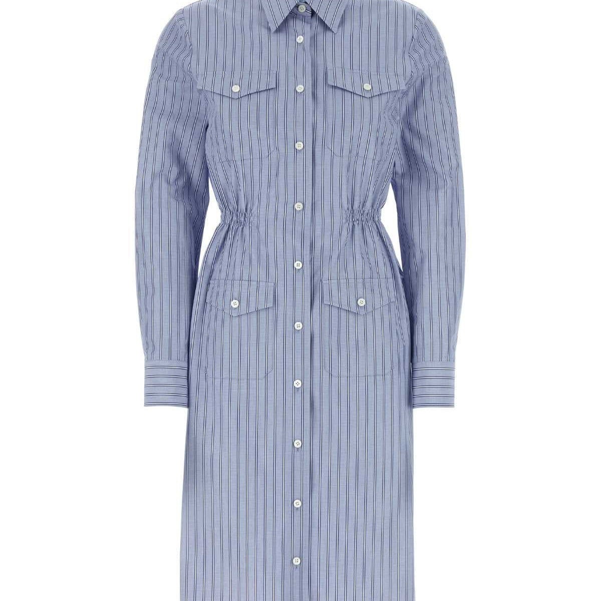 PRADA Mini Embroidered Chambray Shirt Dress