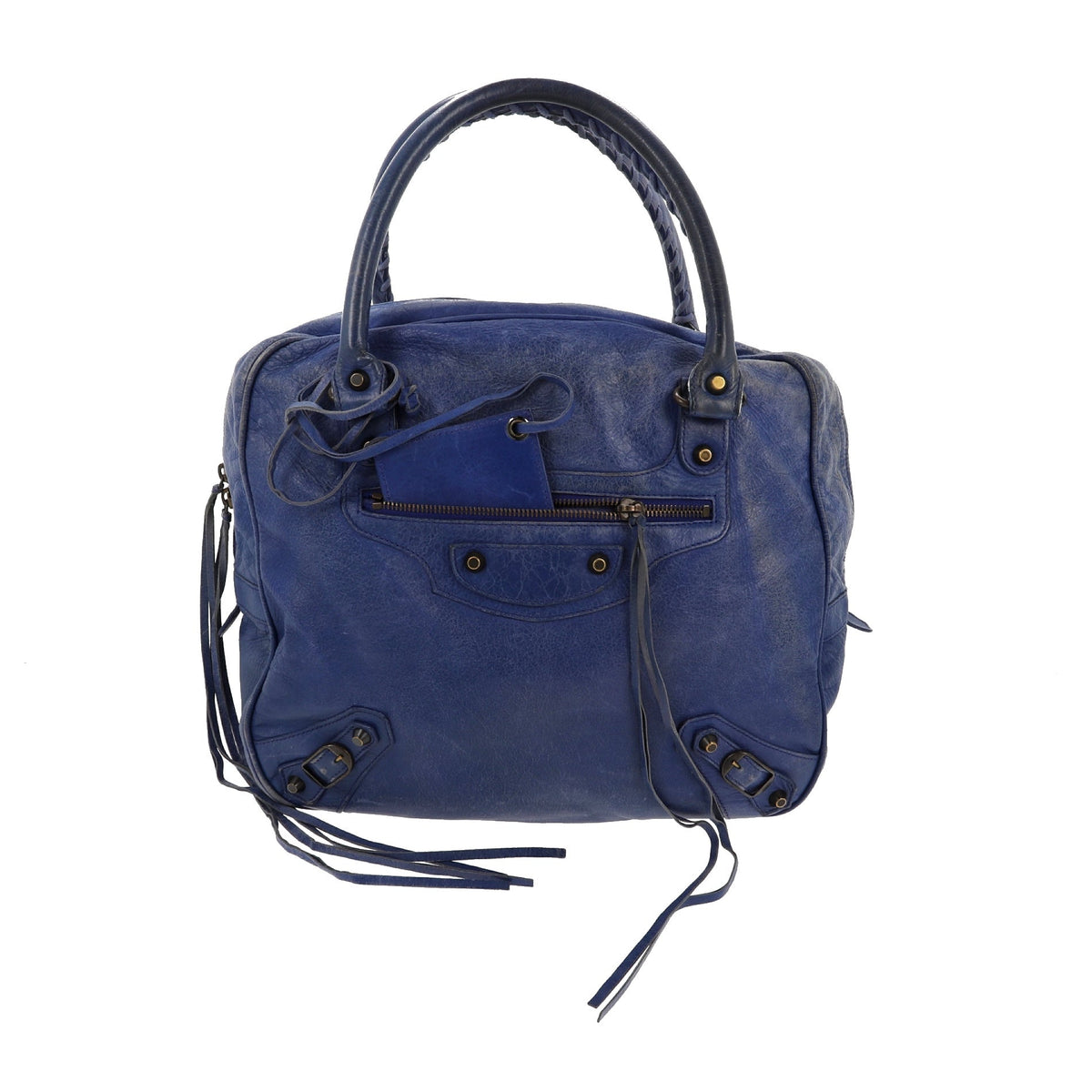 balenciaga The Street Handbag in Blue Leather
