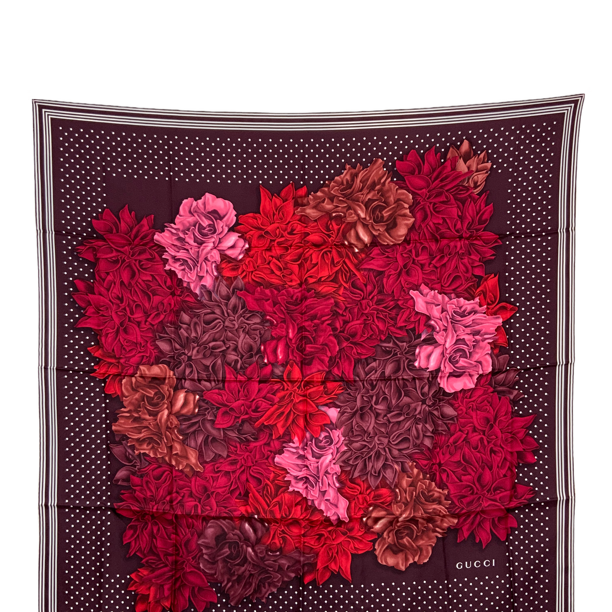 GUCCI Floral Roses Silk Scarf