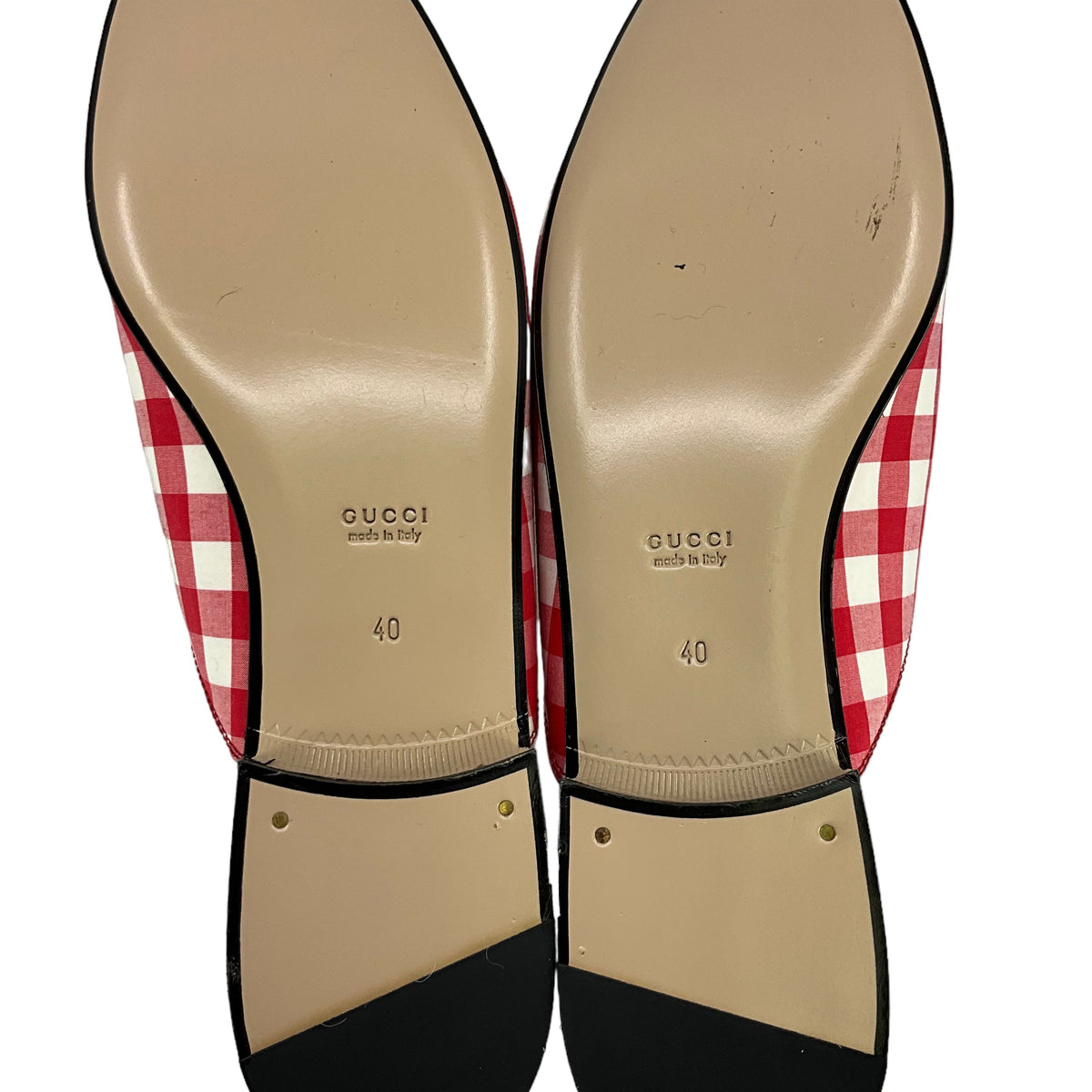 Gucci Princetown Horsebit Gingham Mules Size 10