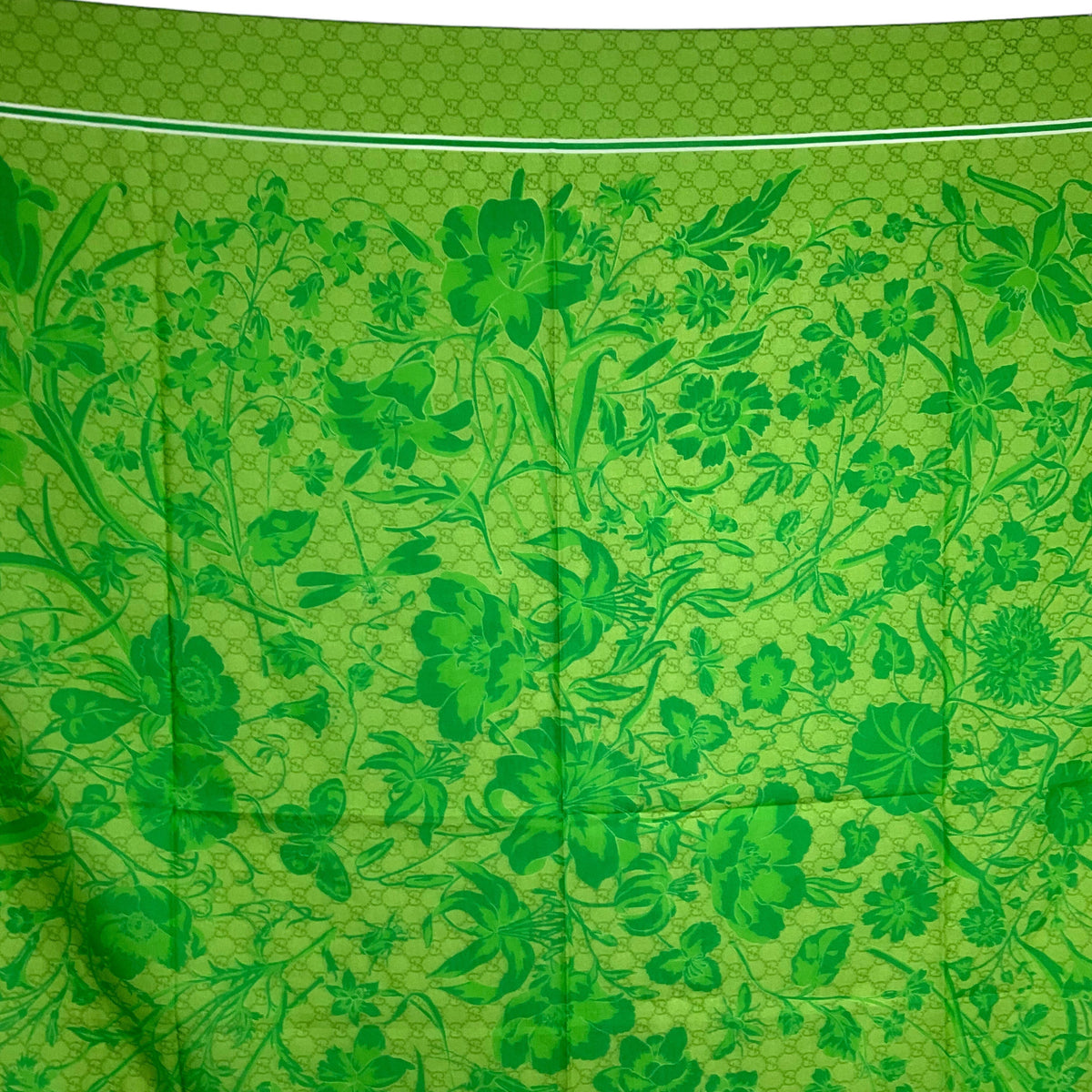 GUCCI GG Monogram and Floral Shawl Scarf 140cm NEW