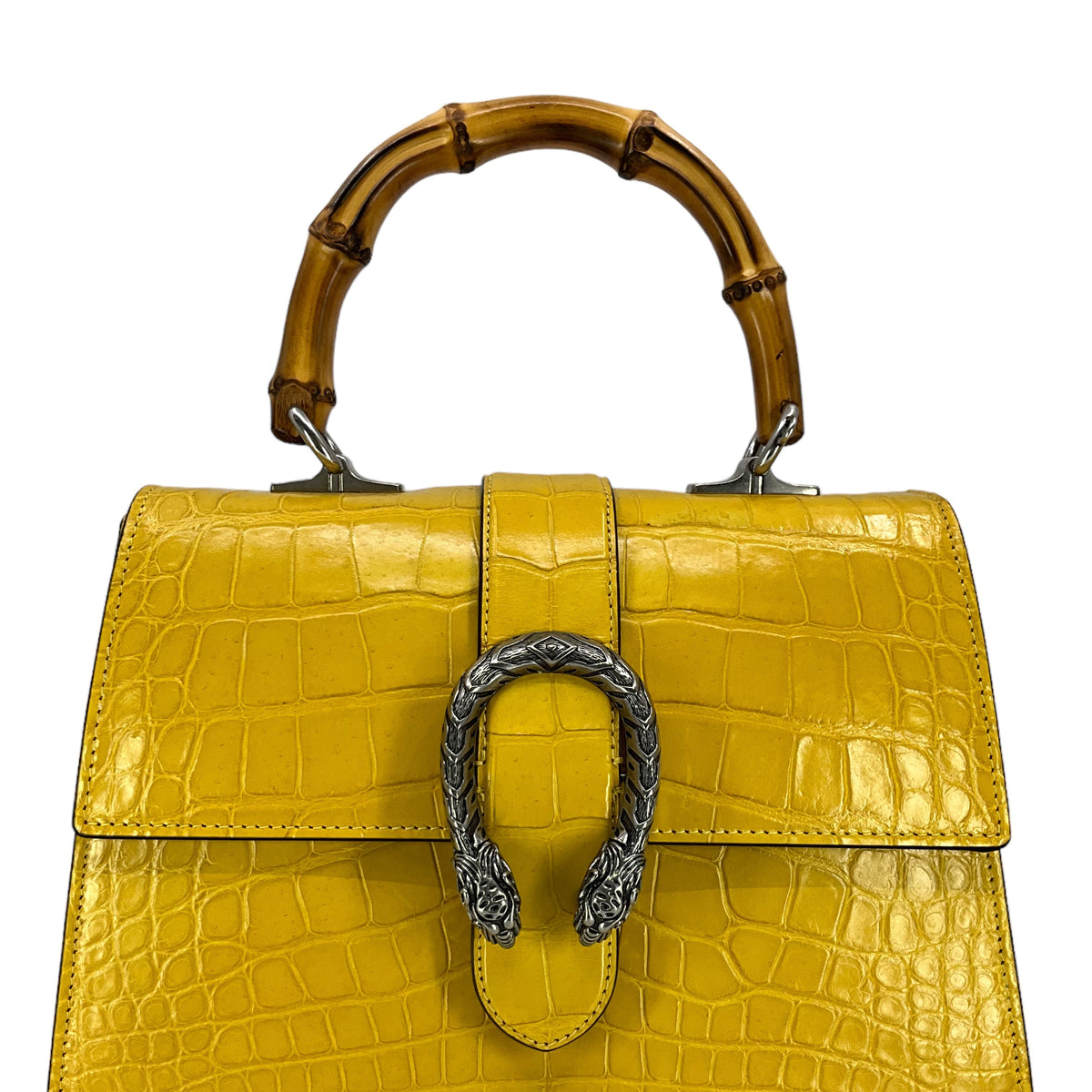 Gucci Dionysus Bamboo Top Handle Crocodile Bag