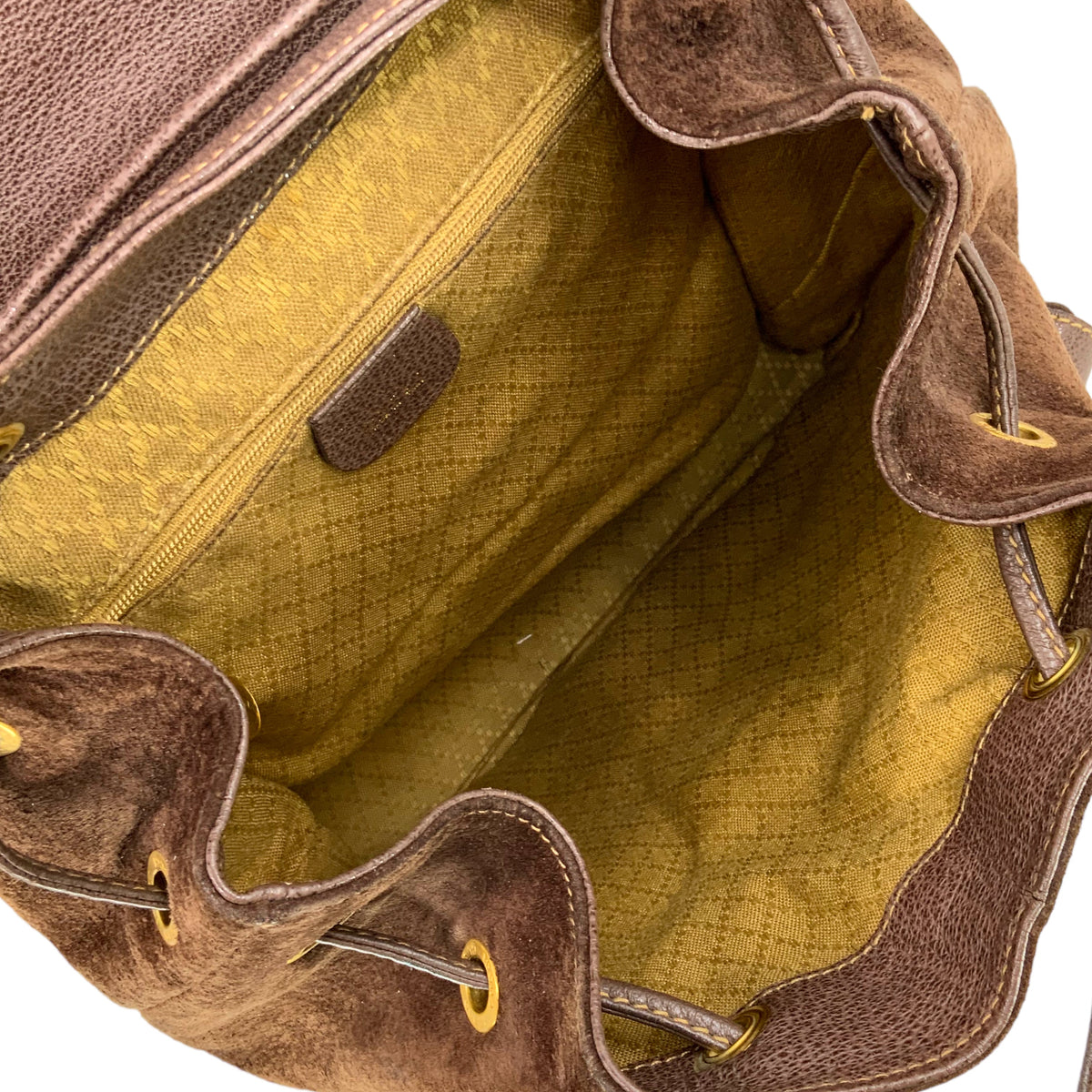 Gucci Vintage Suede Bamboo Drawstring Backpack