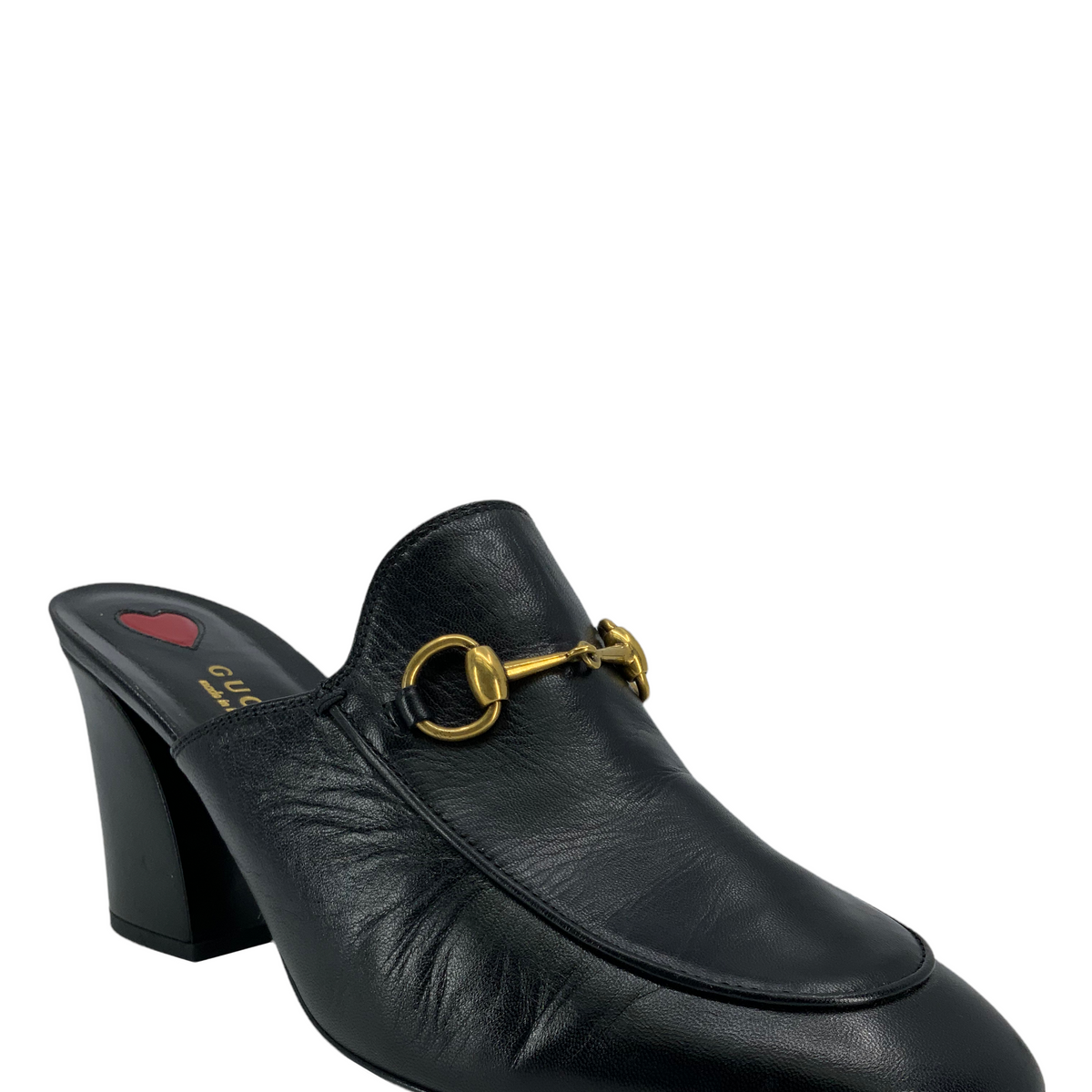 Gucci Julie Princetown Horsebit Mid Heel Mules Size 8.5