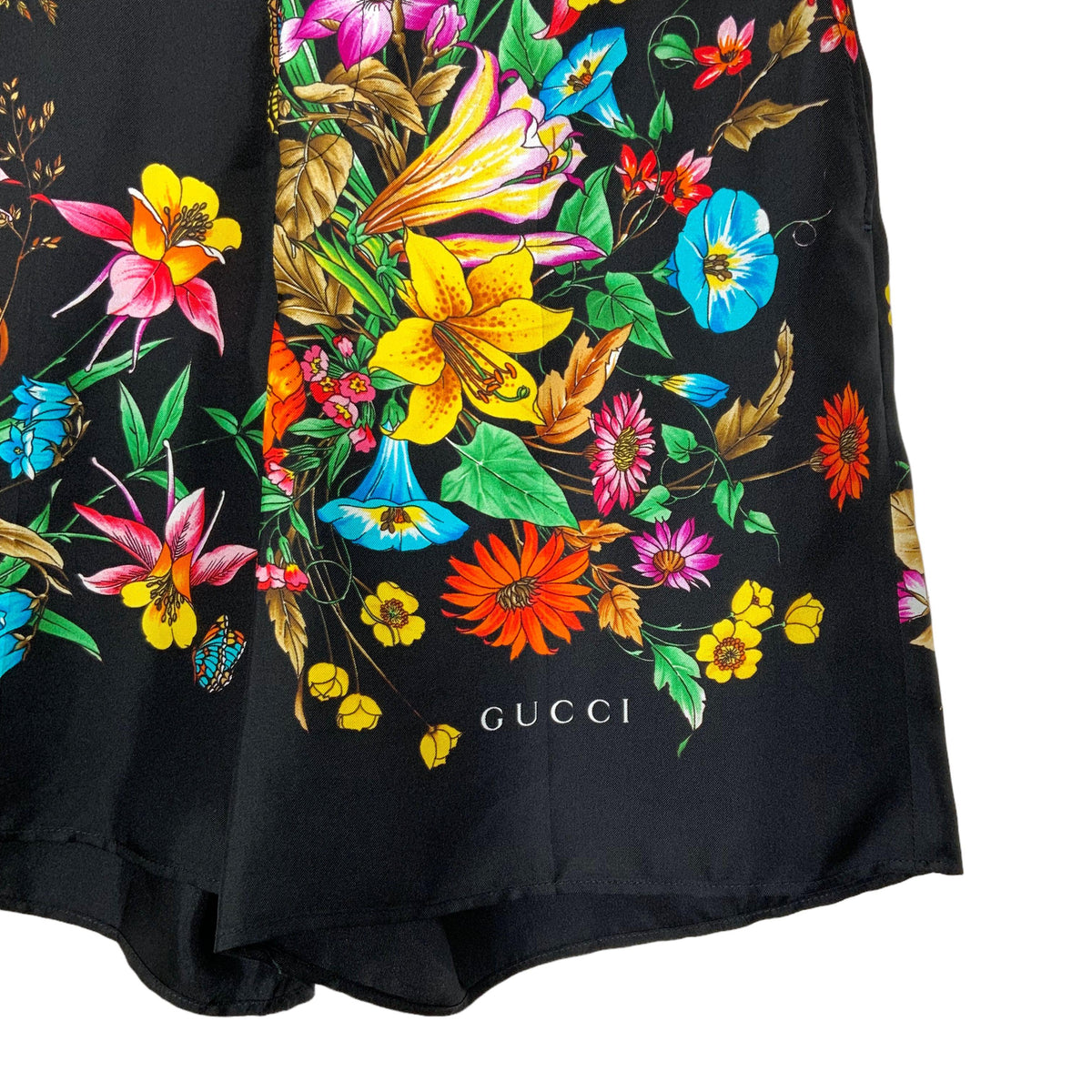 GUCCI Flora Printed Silk Shorts Size S