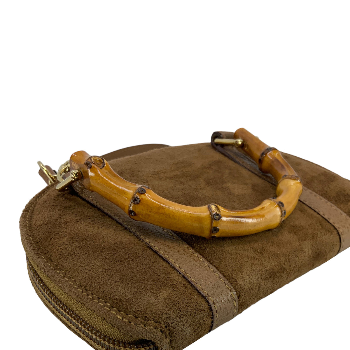 GUCCI Vintage Suede Bamboo Handle Mini Wallet Crossbody Bag