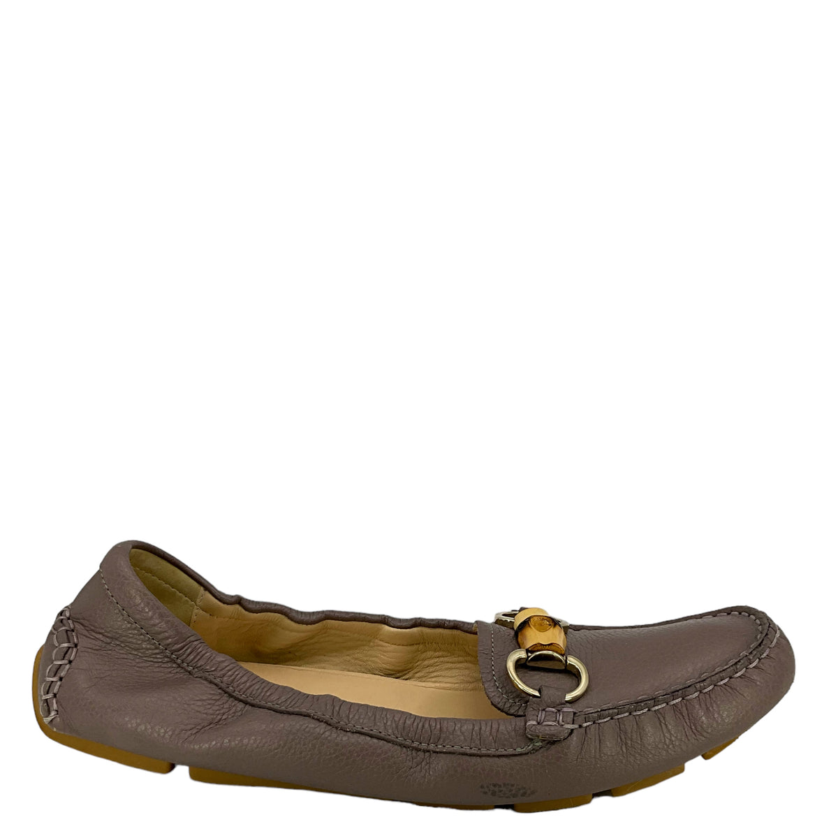 Gucci Bamboo Horsebit Leather Driver Loafers Size 6