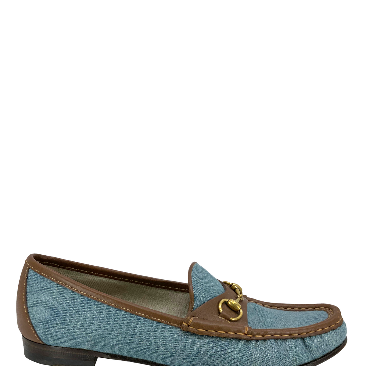 Gucci Classic Horsebit Denim Loafers Size 7.5