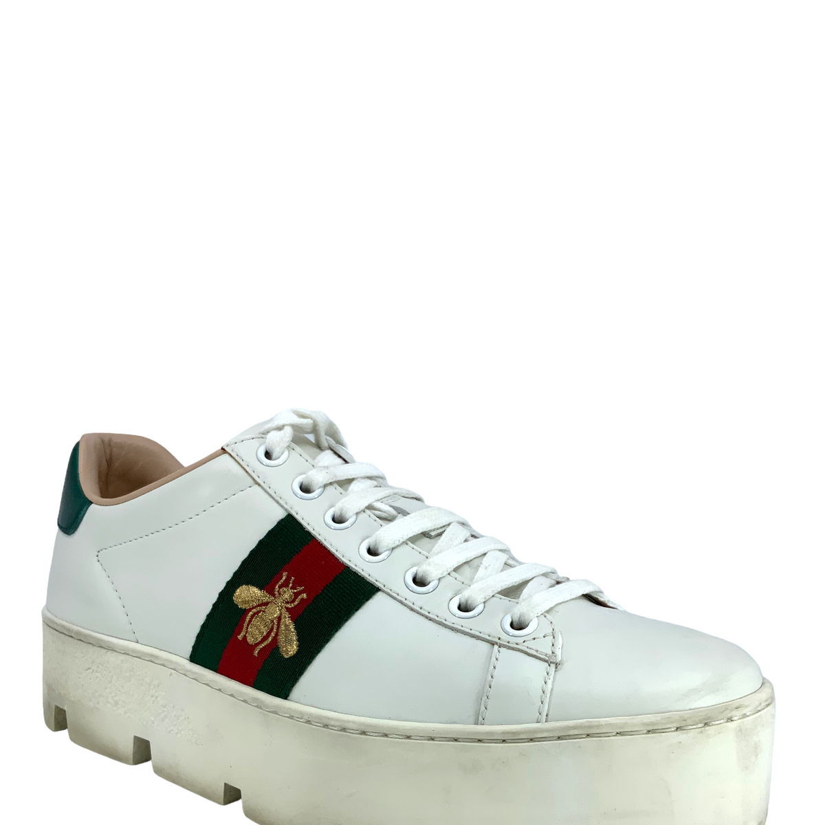 GUCCI Ace Embroidered Platform Sneakers Size 6.5