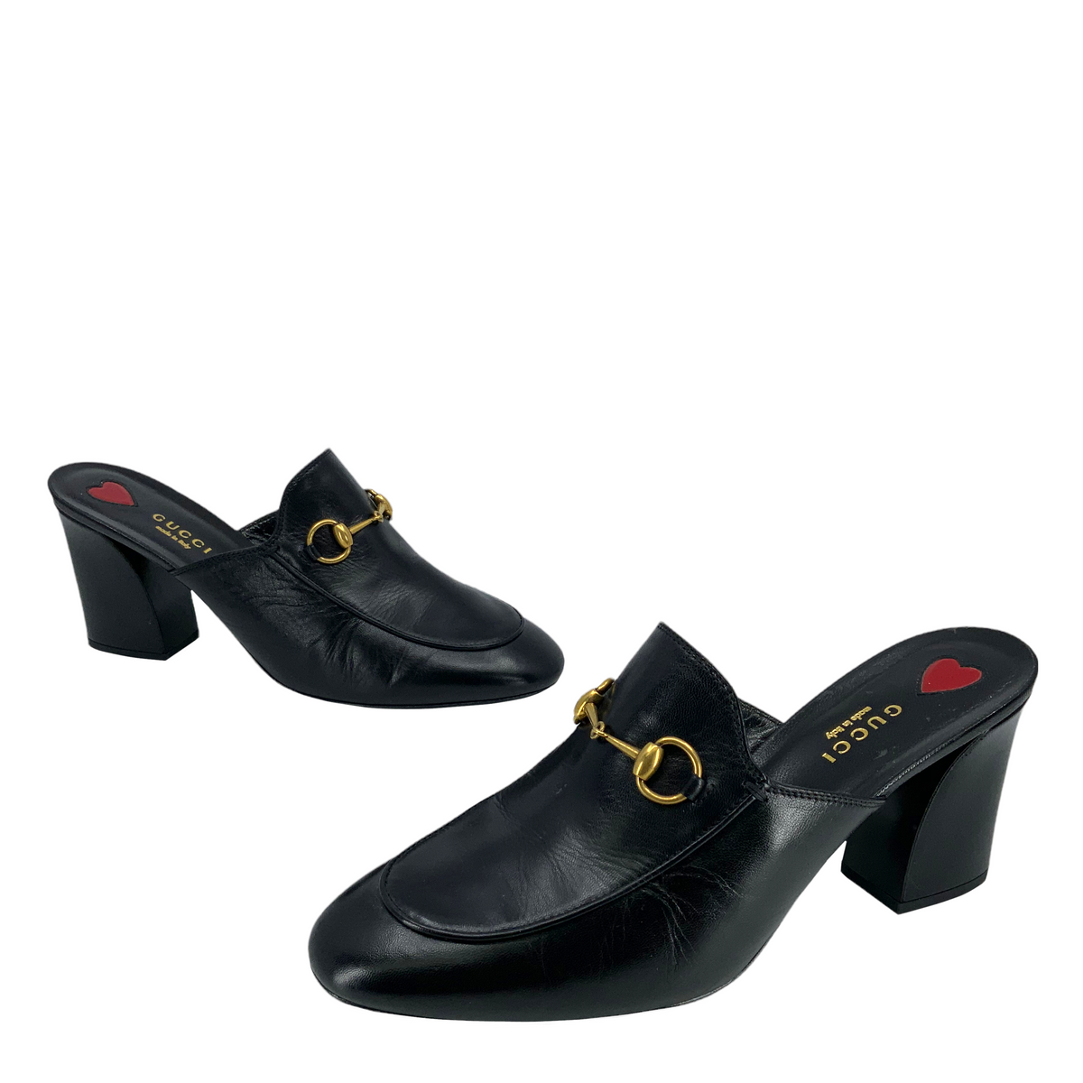 Gucci Julie Princetown Horsebit Mid Heel Mules Size 8.5