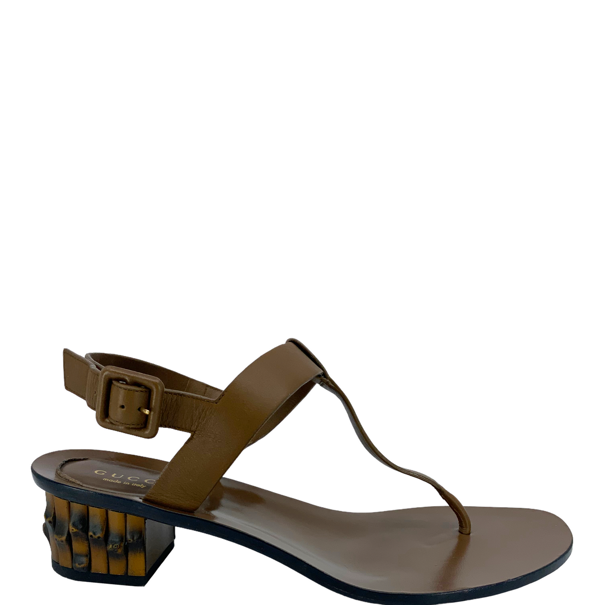 GUCCI Dahlia Bamboo Heel Thong Sandals Size 7