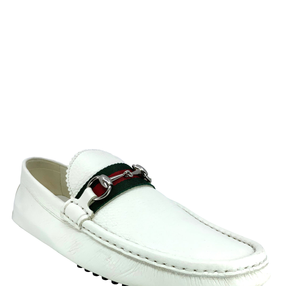 GUCCI Horsebit Web Leather Men's Driving Loafers Size 9.5