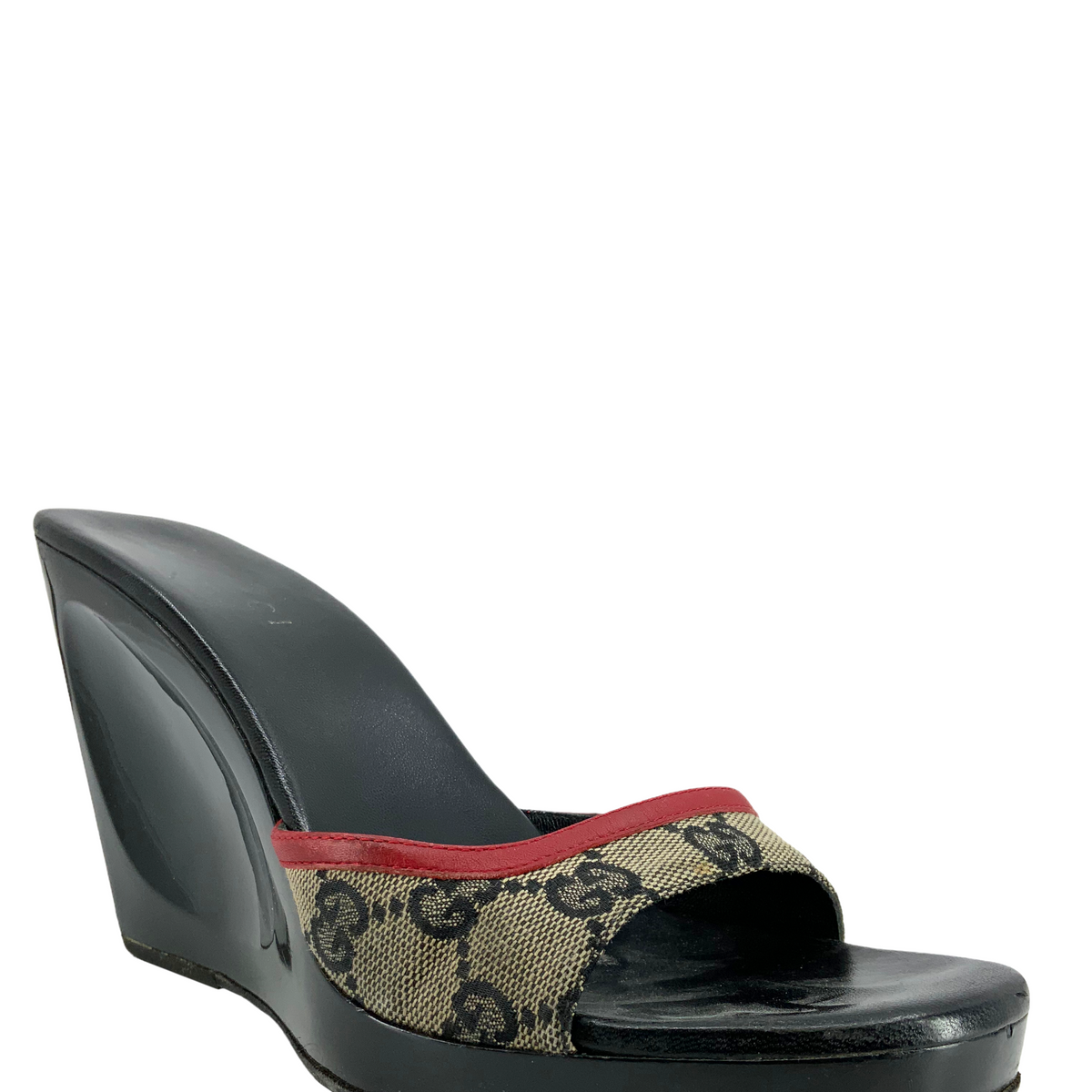 Gucci Monogram Canvas Wedges Size 8