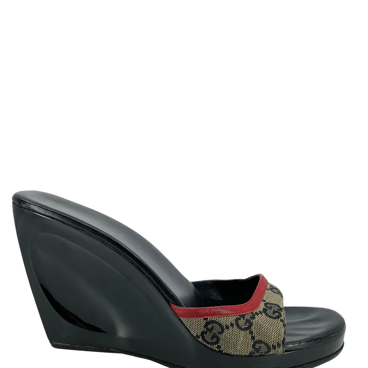 Gucci Monogram Canvas Wedges Size 8