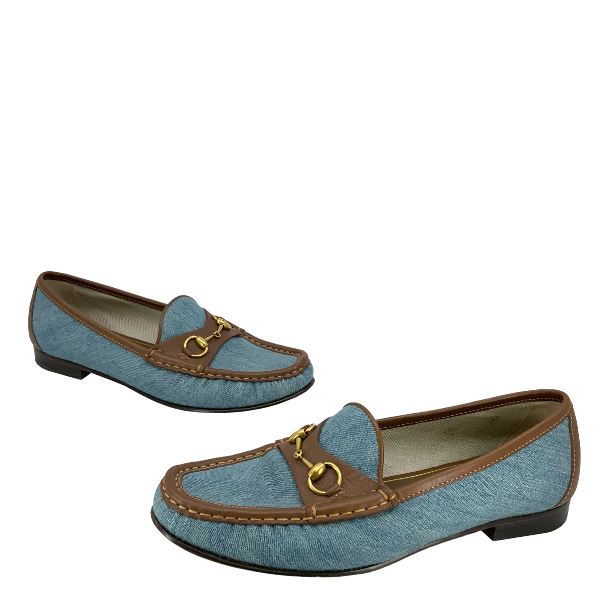 Gucci Classic Horsebit Denim Loafers Size 7.5