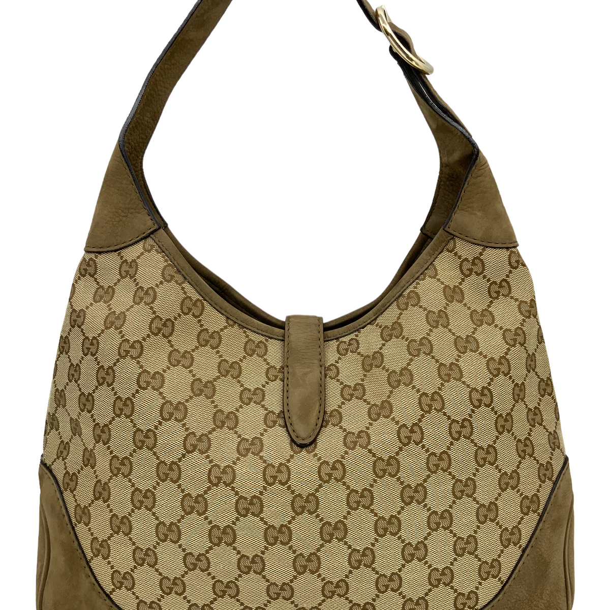 Gucci Monogram Canvas and Suede Medium Jackie O Hobo Bag
