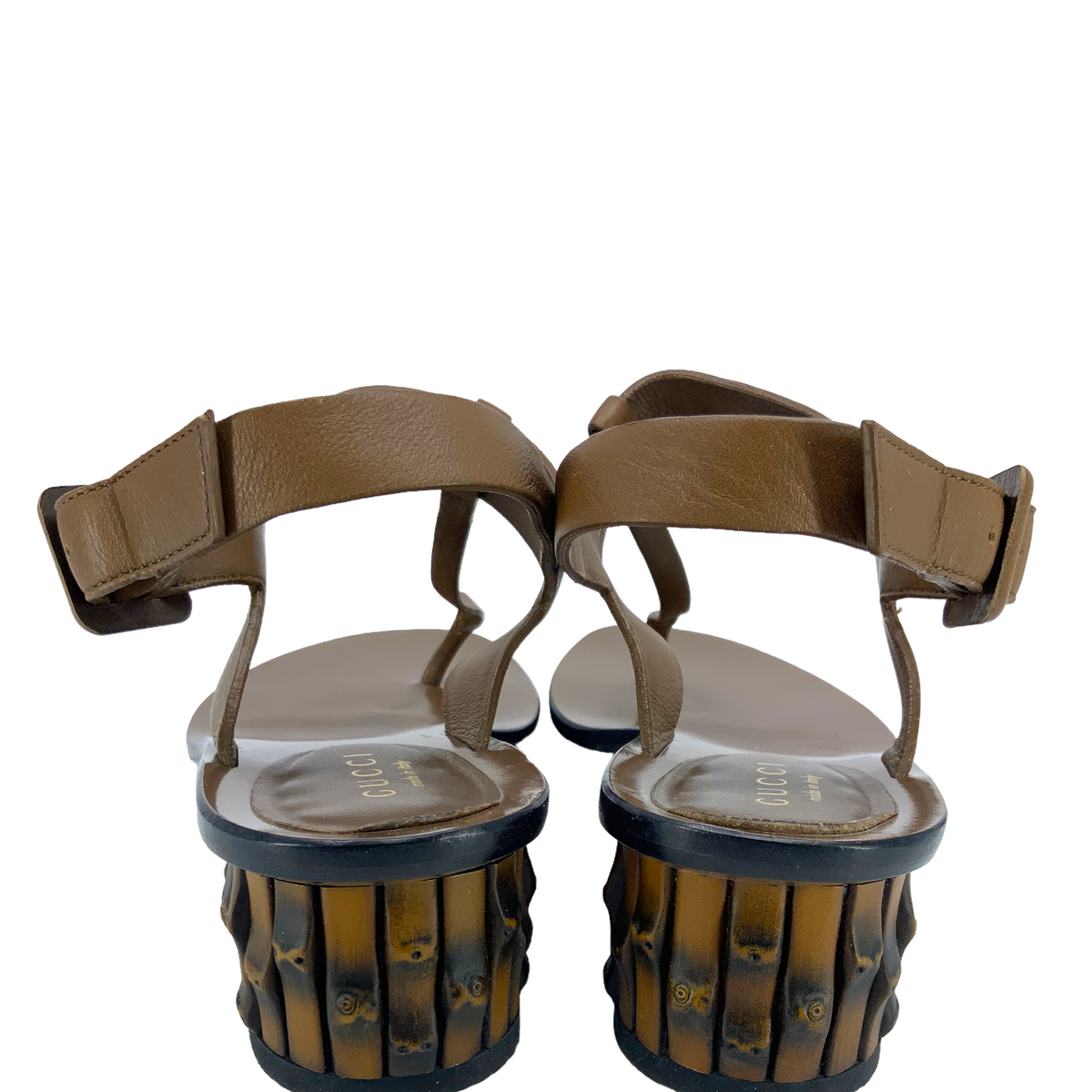 GUCCI Dahlia Bamboo Heel Thong Sandals Size 7