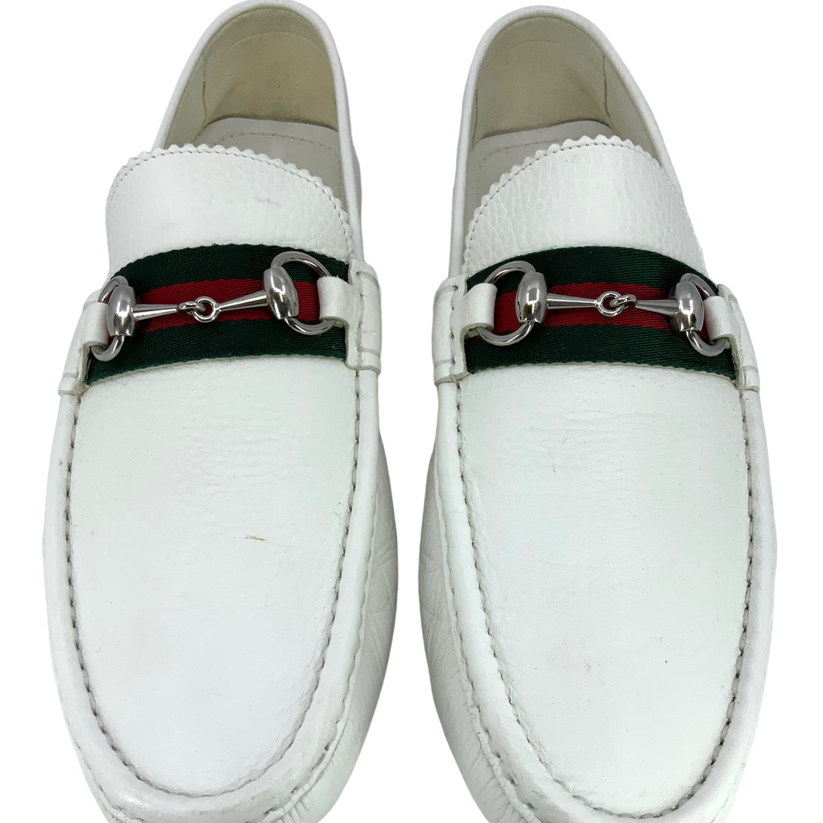 GUCCI Horsebit Web Leather Men's Driving Loafers Size 9.5