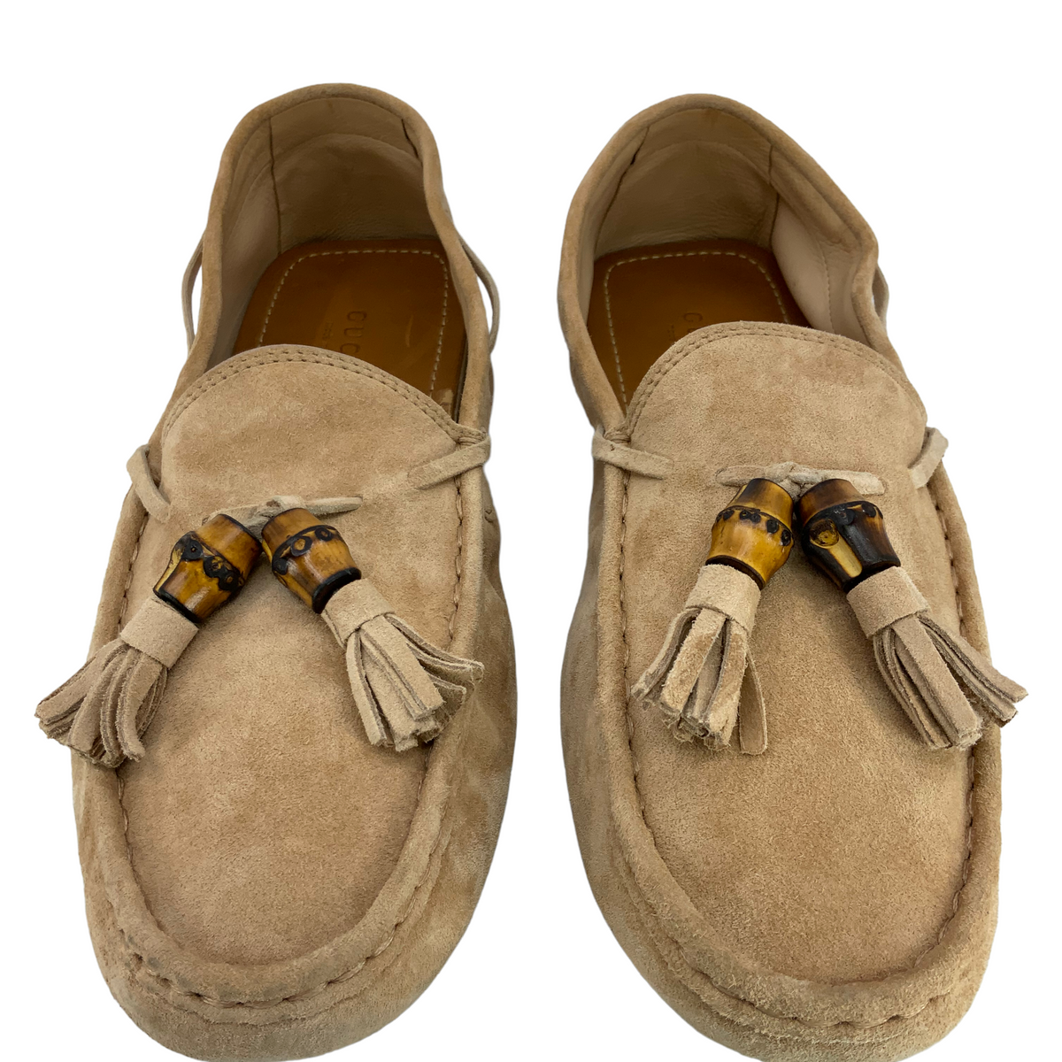 Gucci Suede Bamboo Tassel Driving Loafers Size 7.5