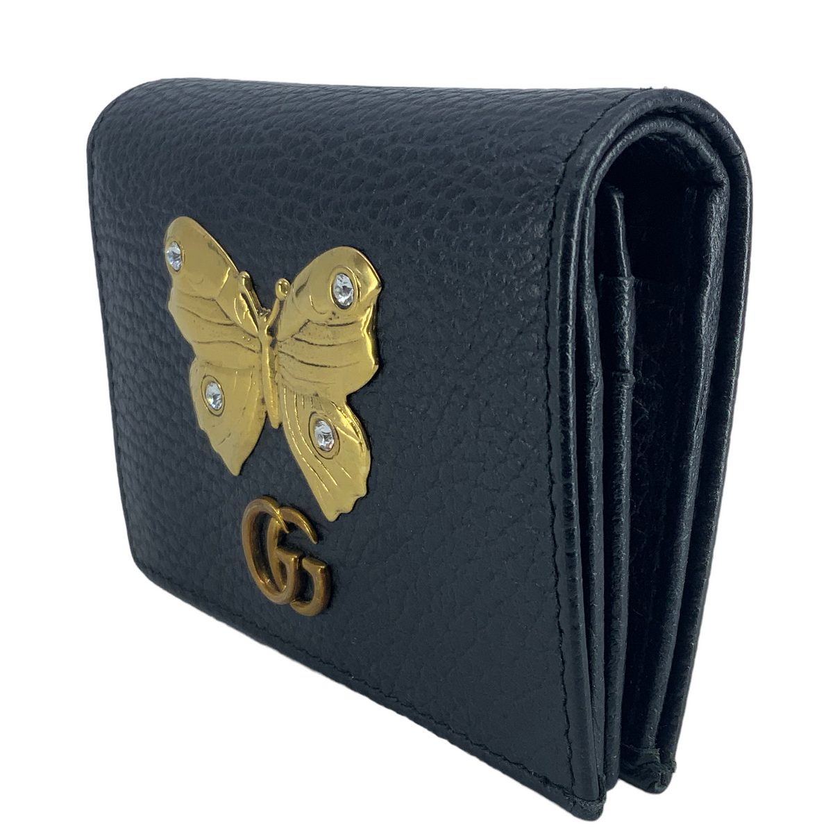 GUCCI Leather GG Marmont Butterfly Compact Wallet