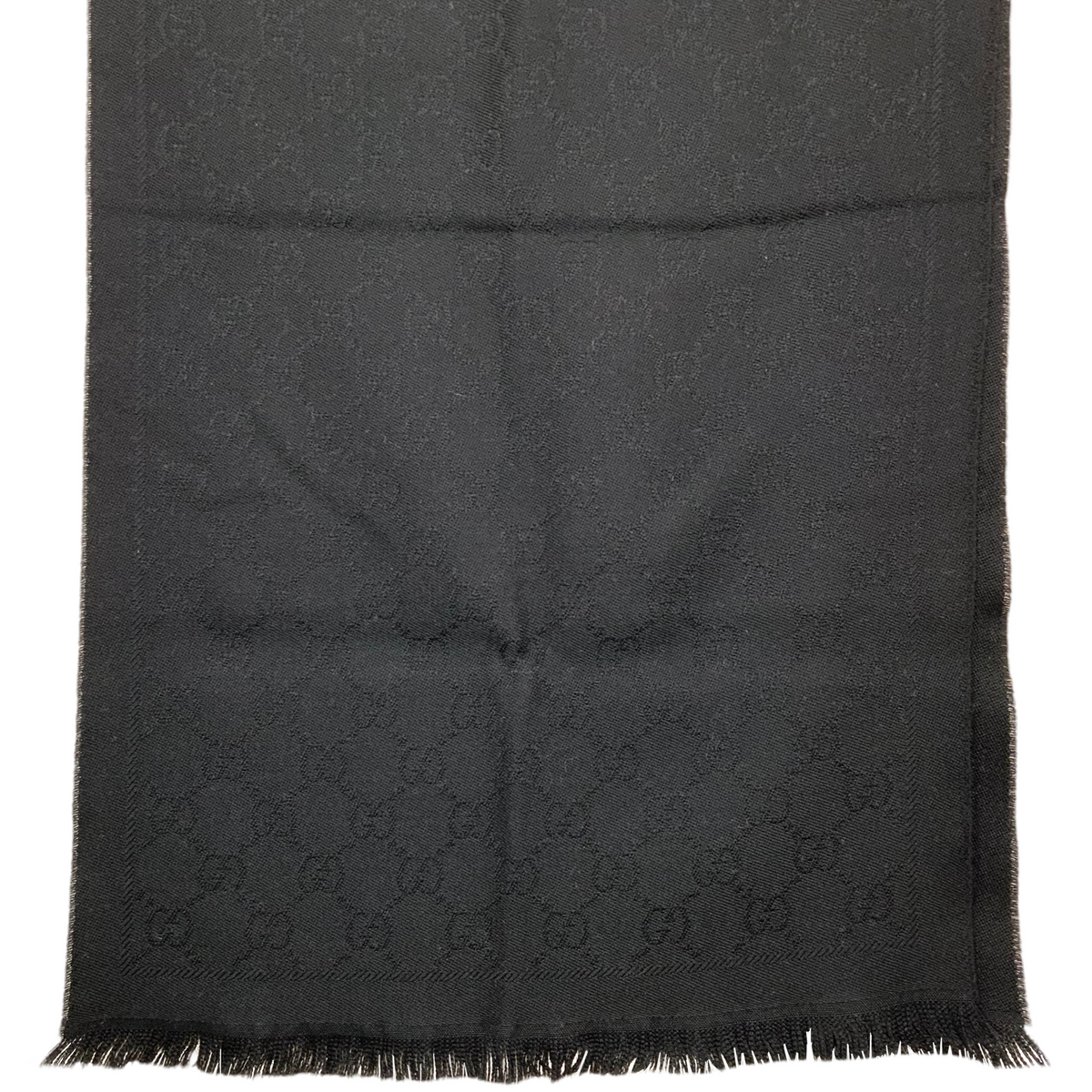Gucci Wool GG Monogram Fringe Oblong Scarf