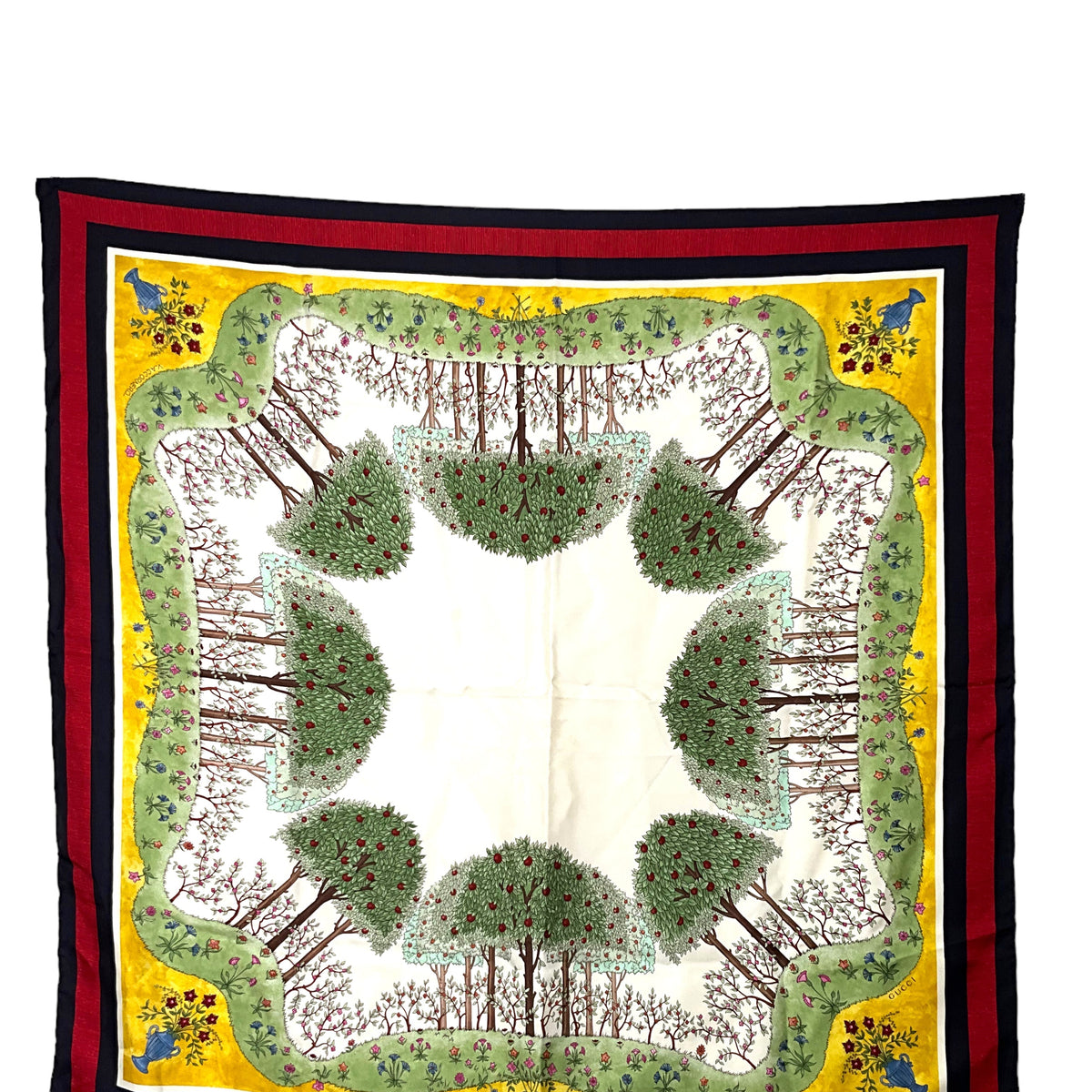 Gucci Floral Vittorio Accornero Apple Tree Silk Scarf