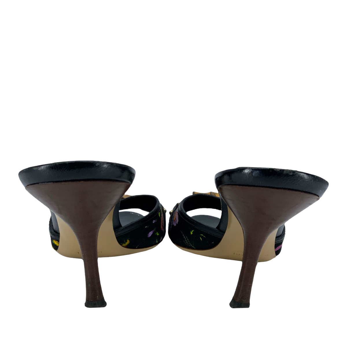 Gucci Canvas Floral Bamboo Horsebit Sandals Size 7