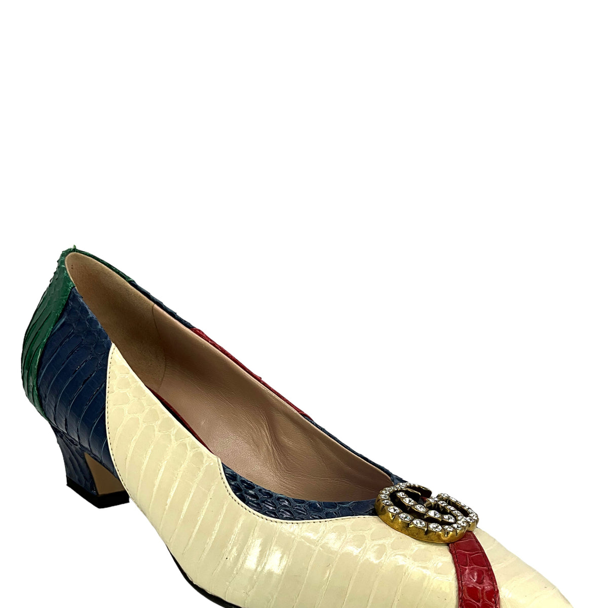 GUCCI Snakeskin GG Logo Pumps Size 7 NEW