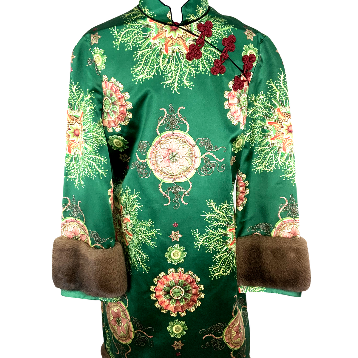 Gucci Printed Silk Cheongsam Dress Size M