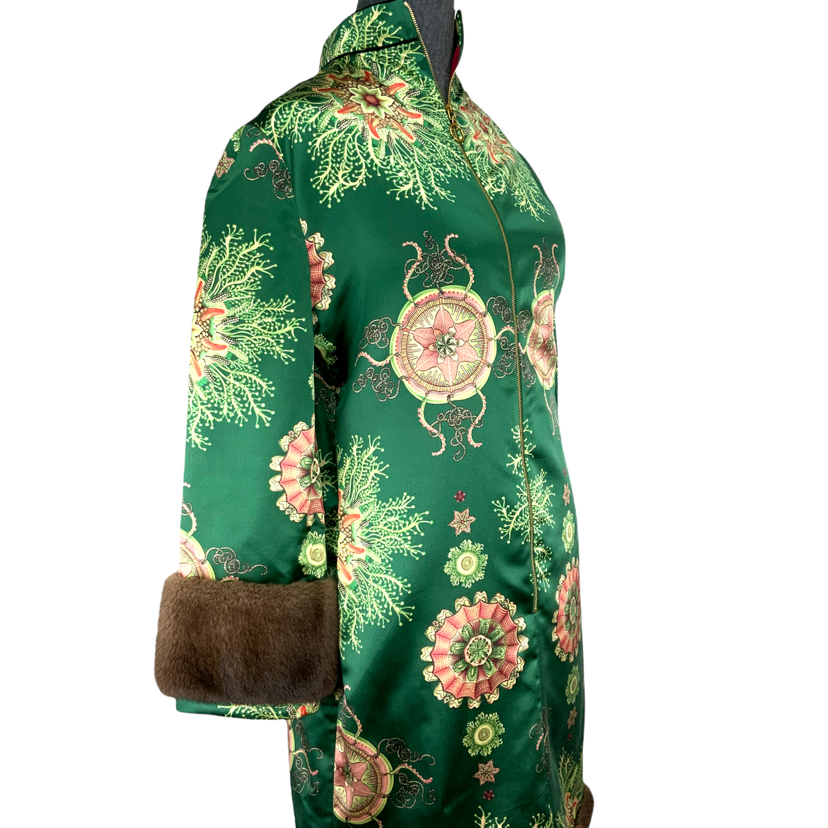 Gucci Printed Silk Cheongsam Dress Size M