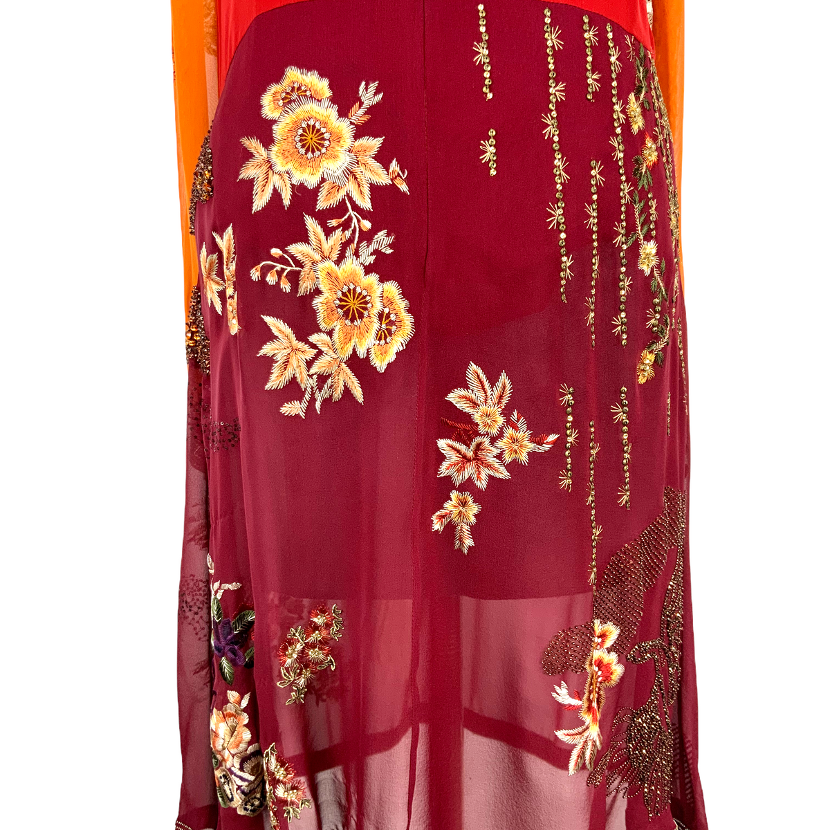 Gucci Floral Embroidered and Beaded Silk Cocktail Dress Size M