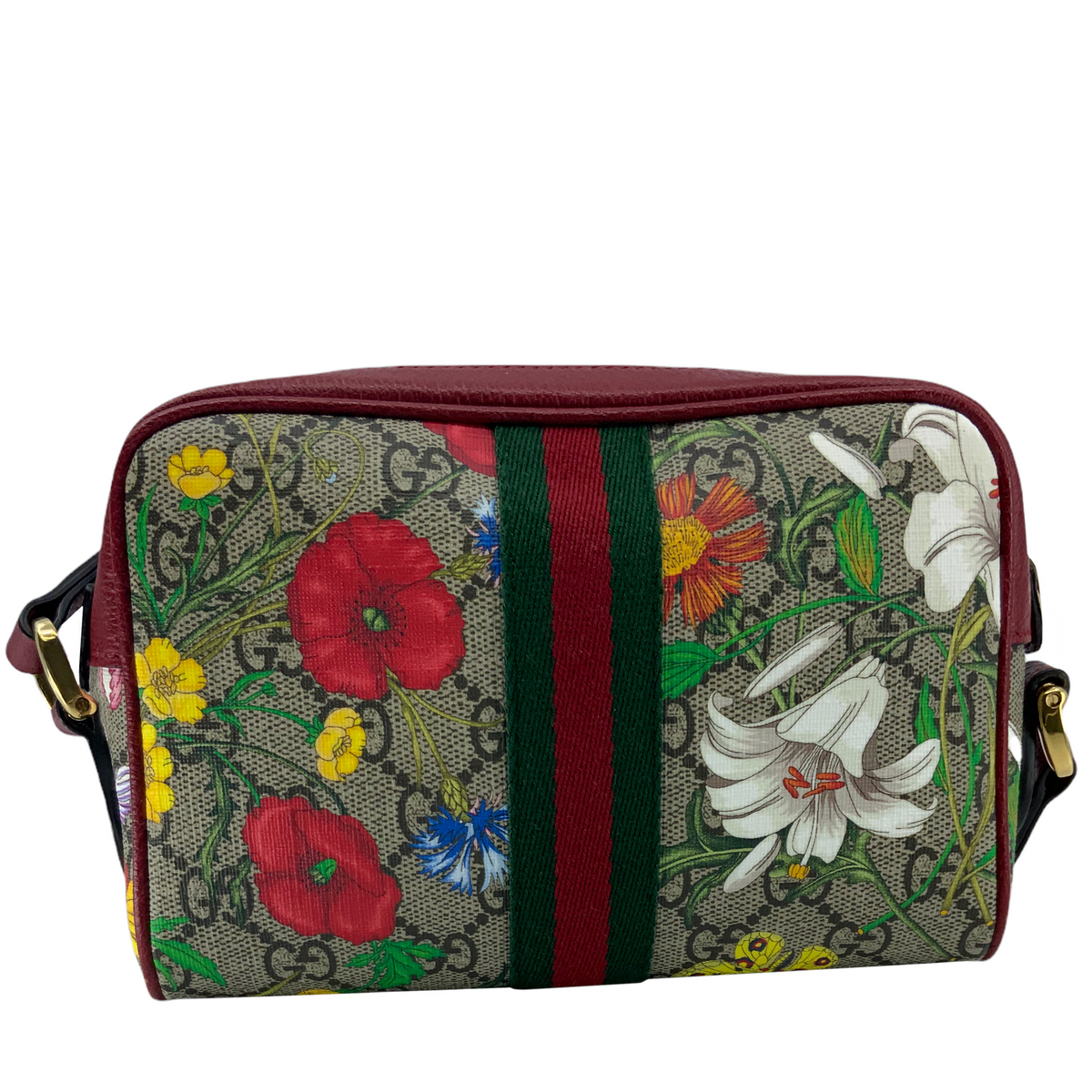 GUCCI GG Supreme Flora Web Mini Ophidia Shoulder Bag