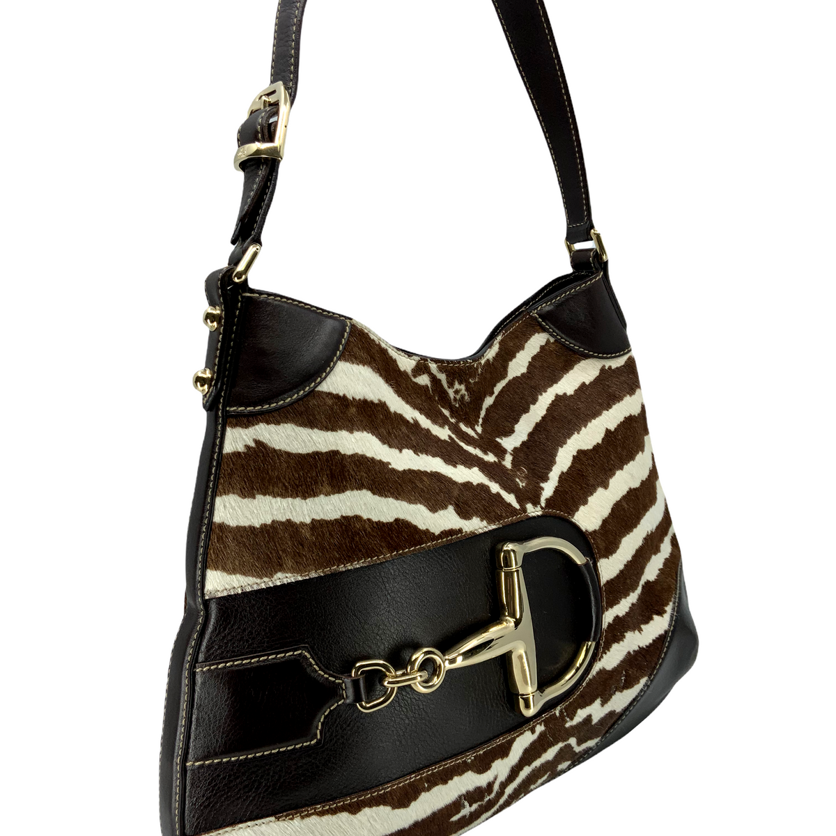 Gucci Zebra Print Pony Hair Horsebit Hasler Hobo Bag