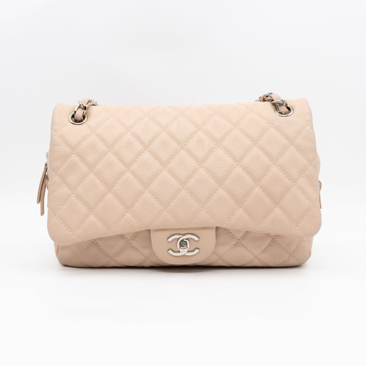 Casual Journey Flap Bag Beige Leather Silver