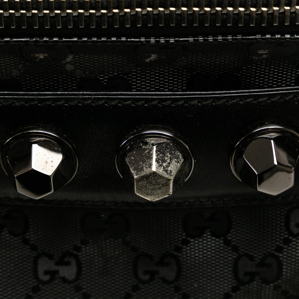 GUCCI GG Imprime Studded Shoulder Bag