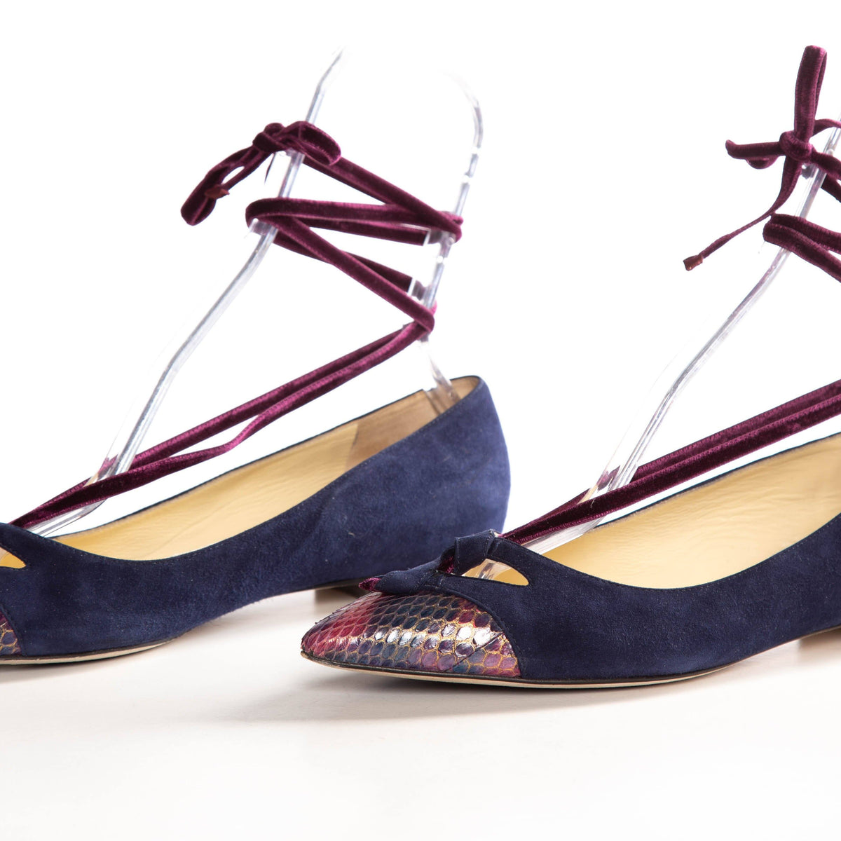 Sarah Flint Navy Suede Pointed Toe Flats SZ 40.5