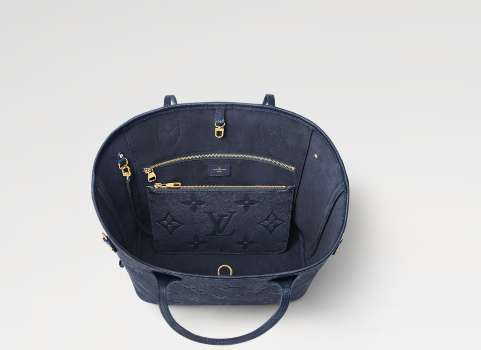 Ava’s Mode Neverfull MM Monogram Empreinte Leather In Navy Blue