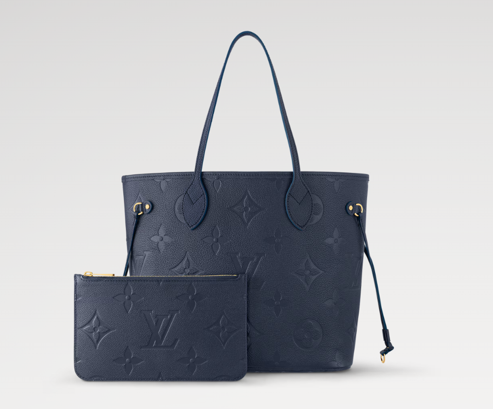 Ava’s Mode Neverfull MM Monogram Empreinte Leather In Navy Blue