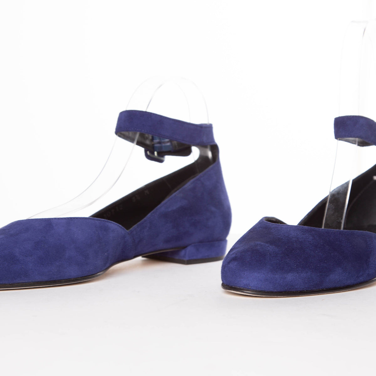 Stuart Weitzman Navy Suede Round-Toe Flats SZ 8.5 Sale