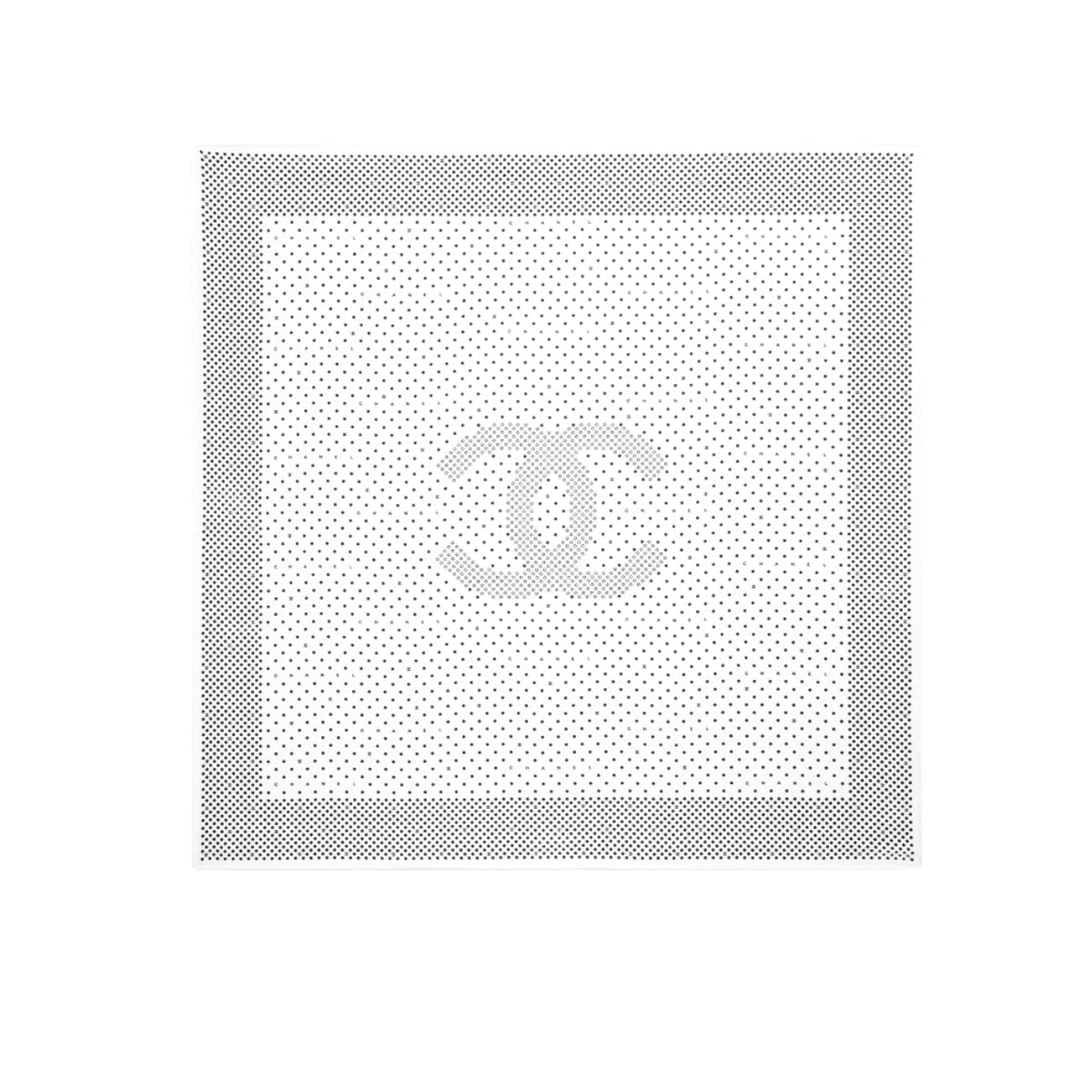 CC POLKA DOT PATTERN SILK SCARF IN WHITE 90CM