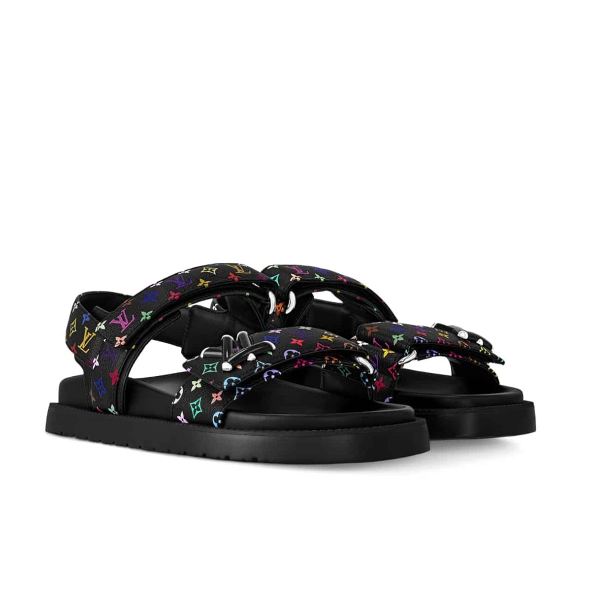 LV X MURAKAMI LV SUNSET FLAT COMFORT SANDAL BLACK 1AGXF6