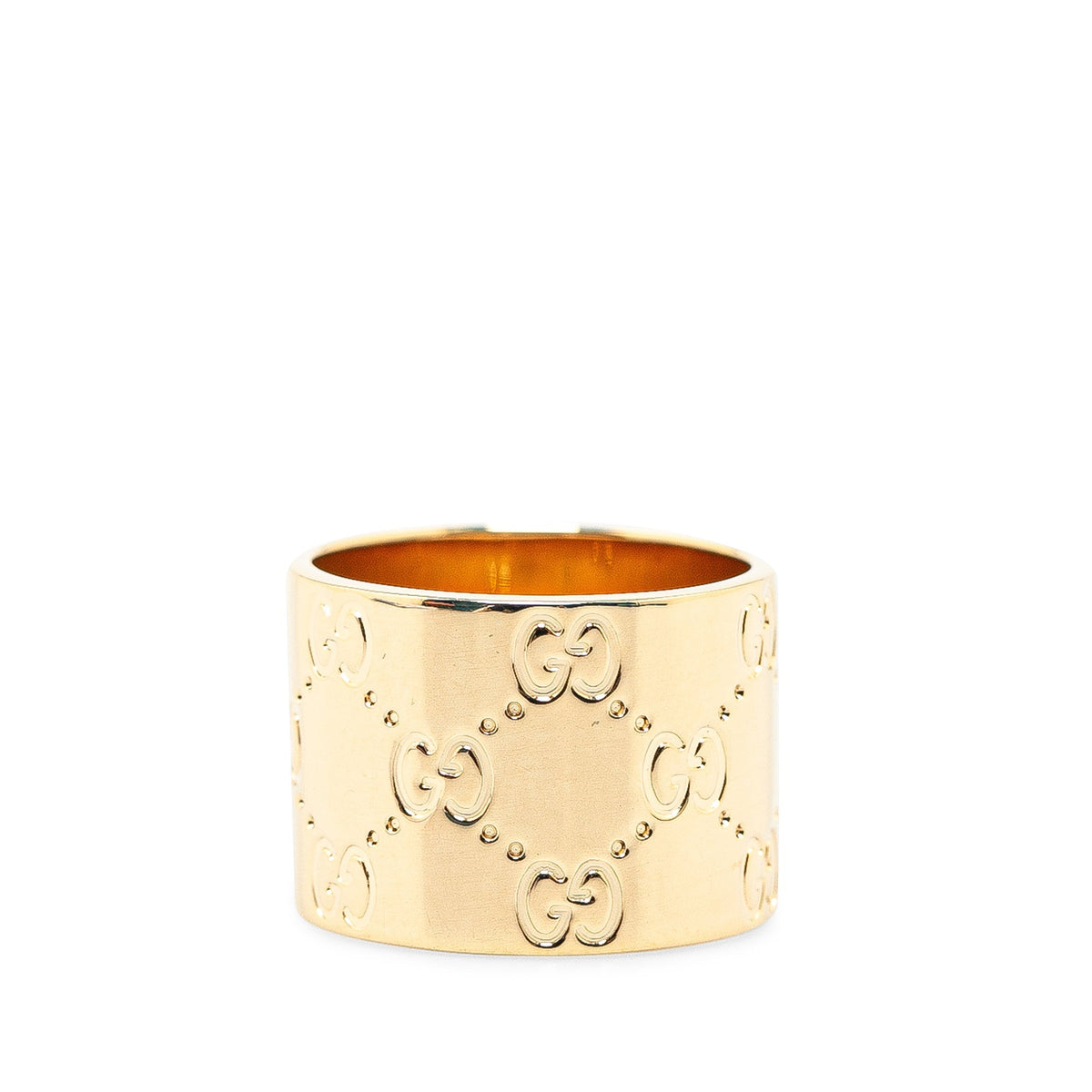 GUCCI 18K Yellow Gold Wide Icon Ring Costume Ring